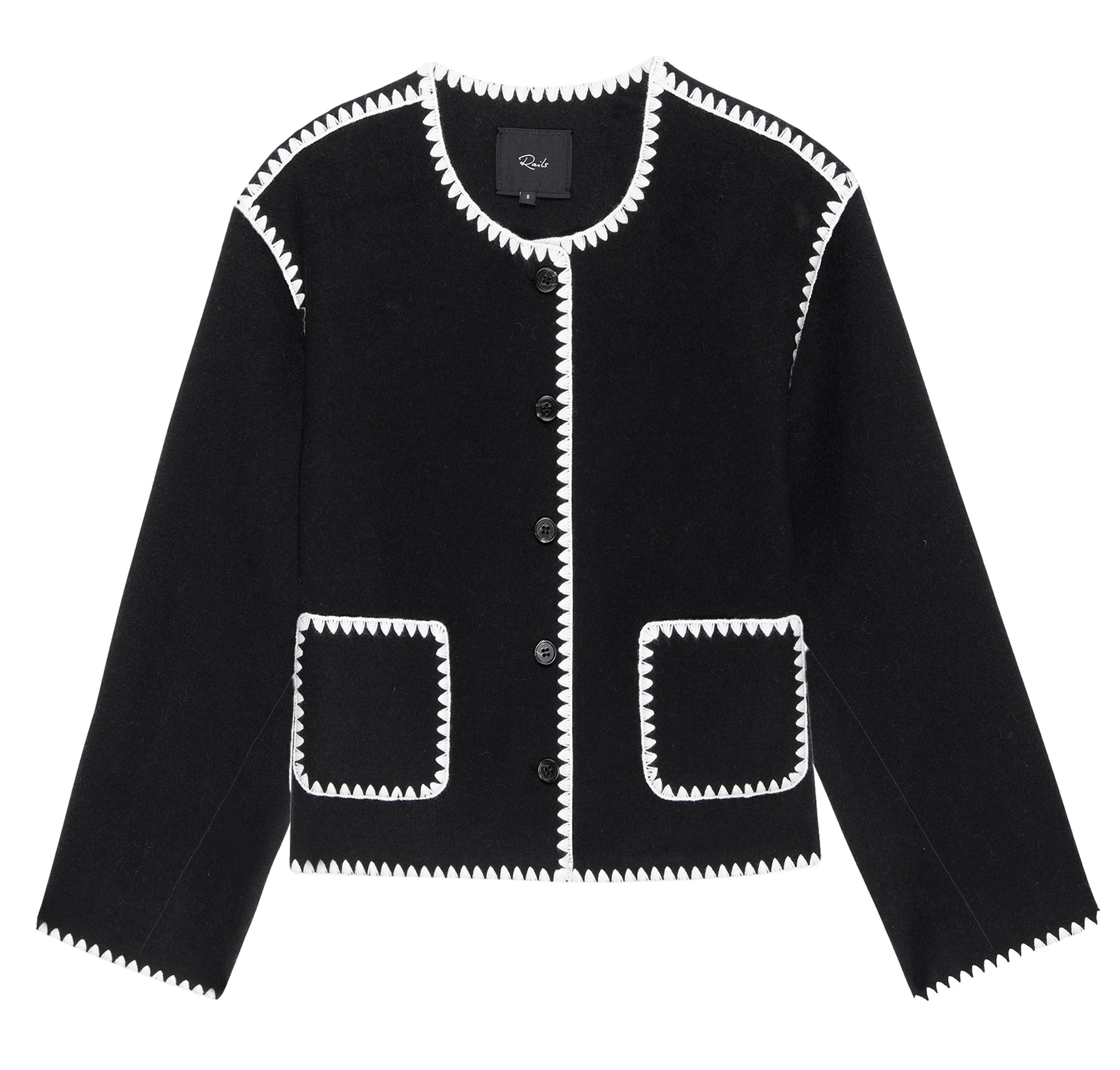 Strickjacke aus Woll-Mix mit Rundhalsausschnitt Schwarz