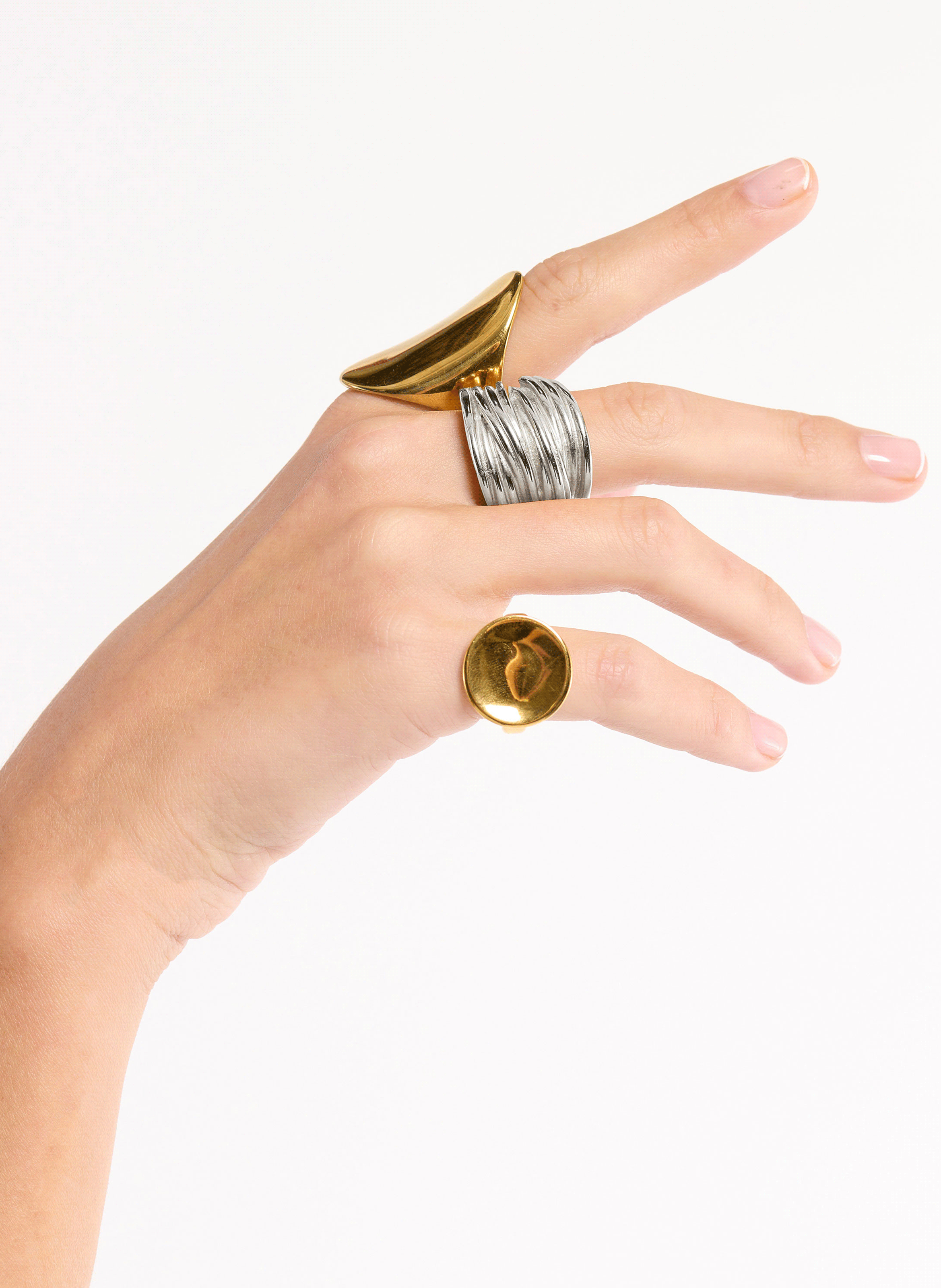 Hammered stainless steel ring HIPANEMA Silver