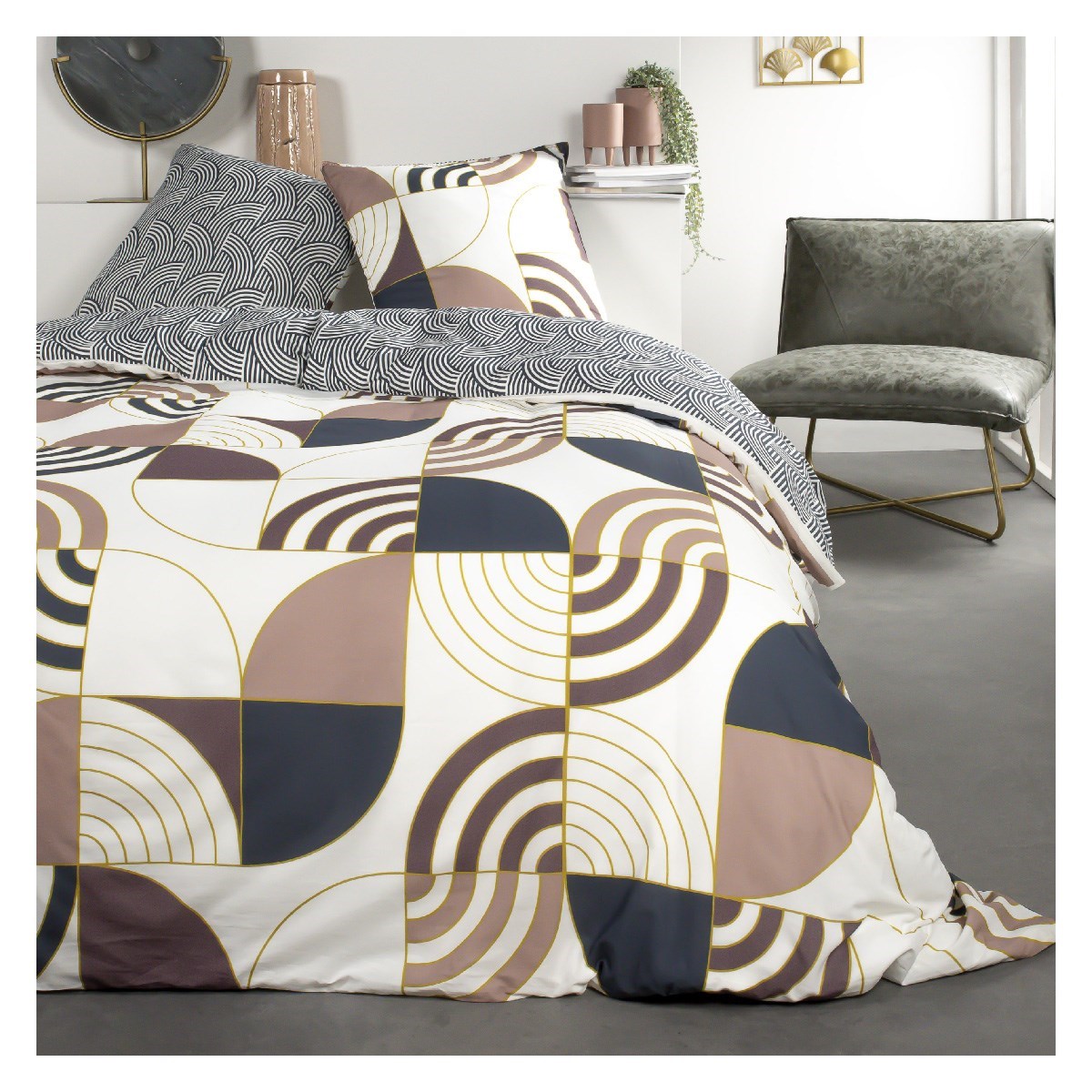 Printed cotton bedding set TODAY LINGE DE MAISON White
