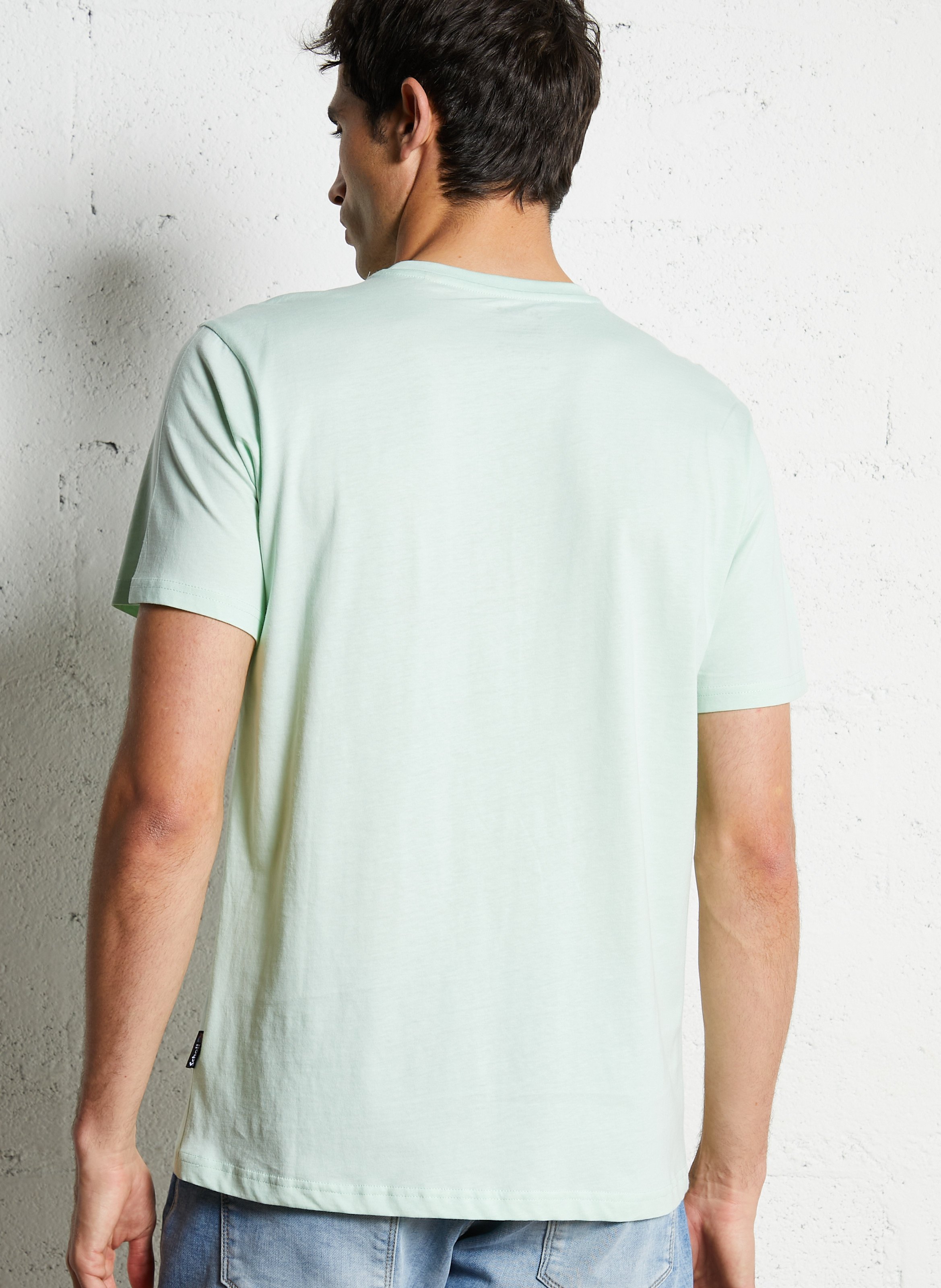 Tee-shirt manches courtes en coton SCHOTT Vert