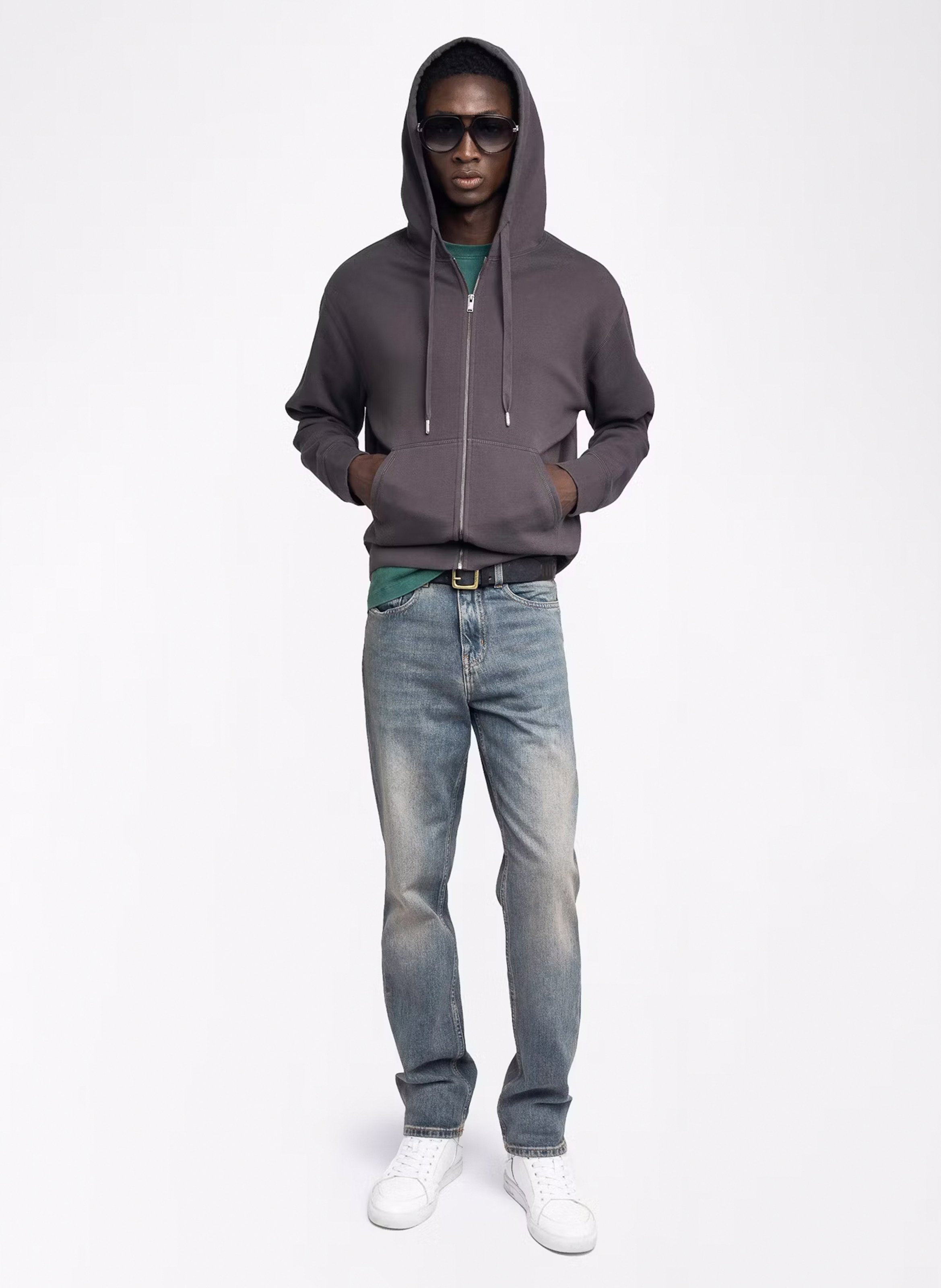 Sweat à capuche droit en coton ZADIG&amp;VOLTAIRE Marron