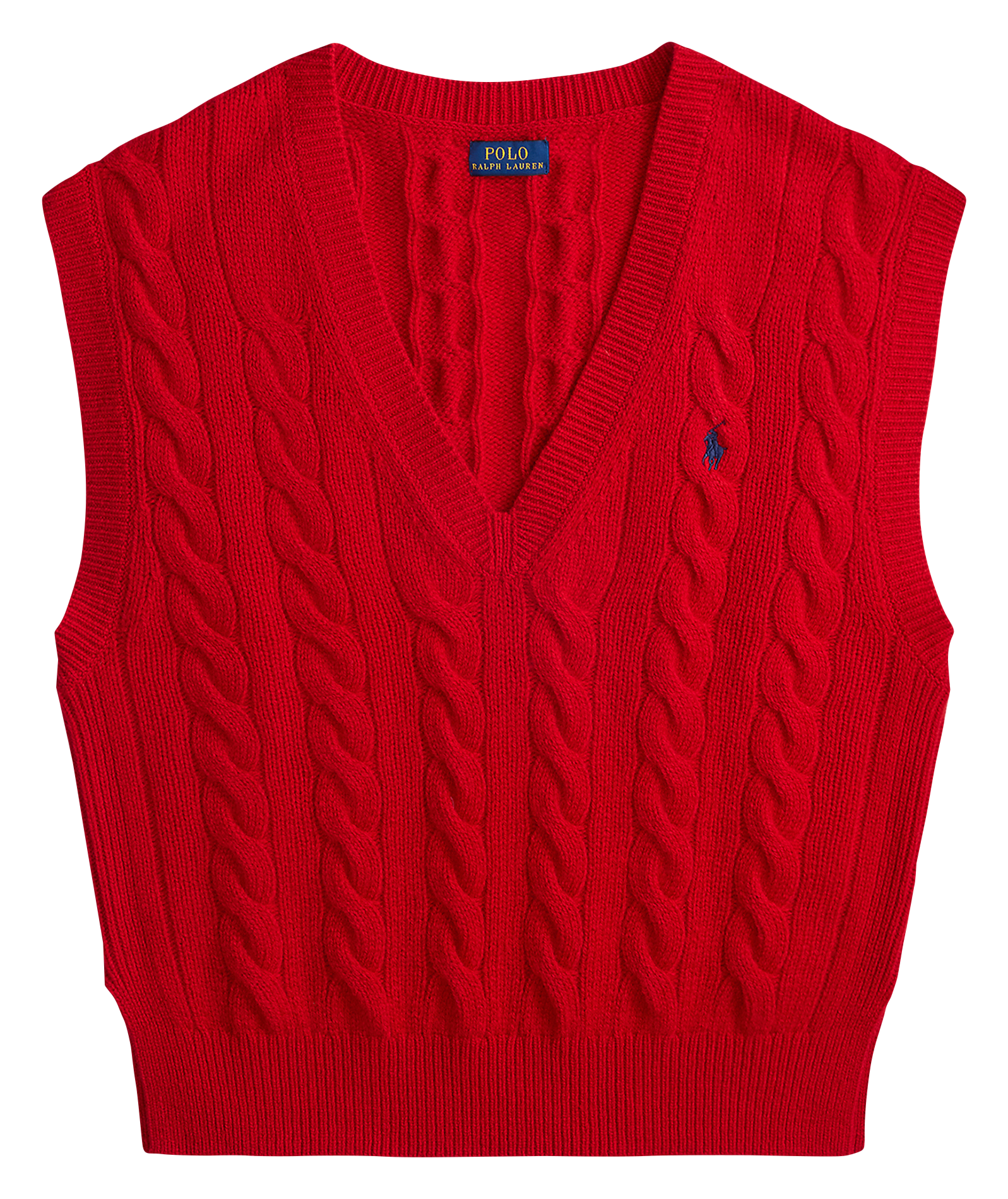 Pull droit col V en laine mélangée POLO RALPH LAUREN Rouge