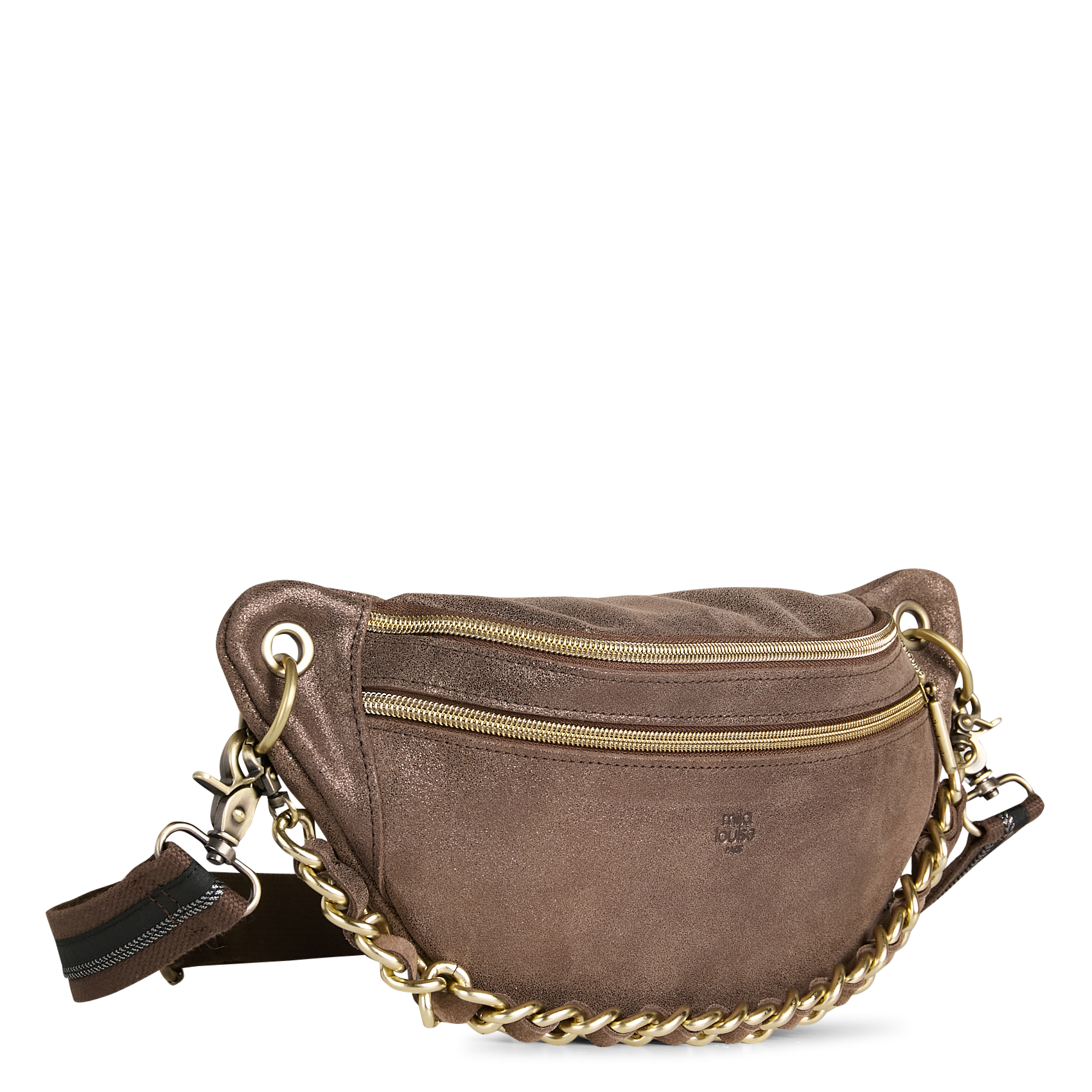 Metallic leather shoulder bag MILA LOUISE Grey