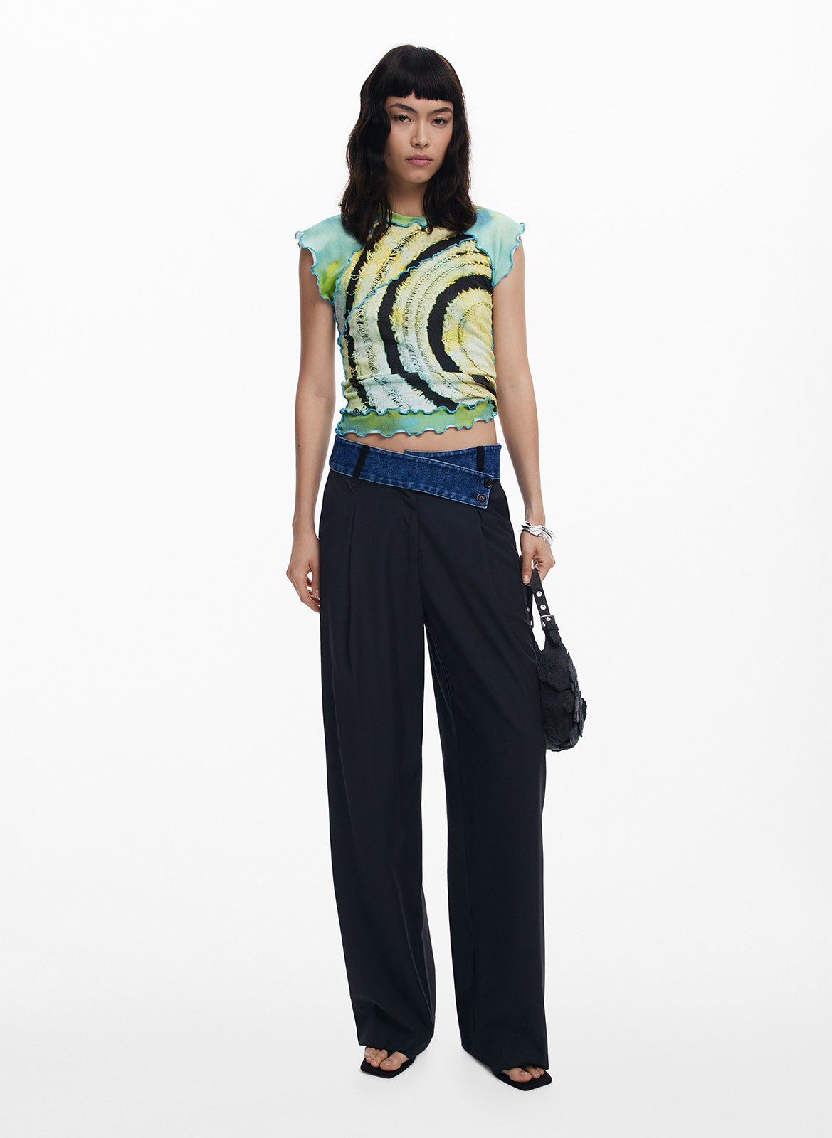 Top imprimé col rond DESIGUAL Vert