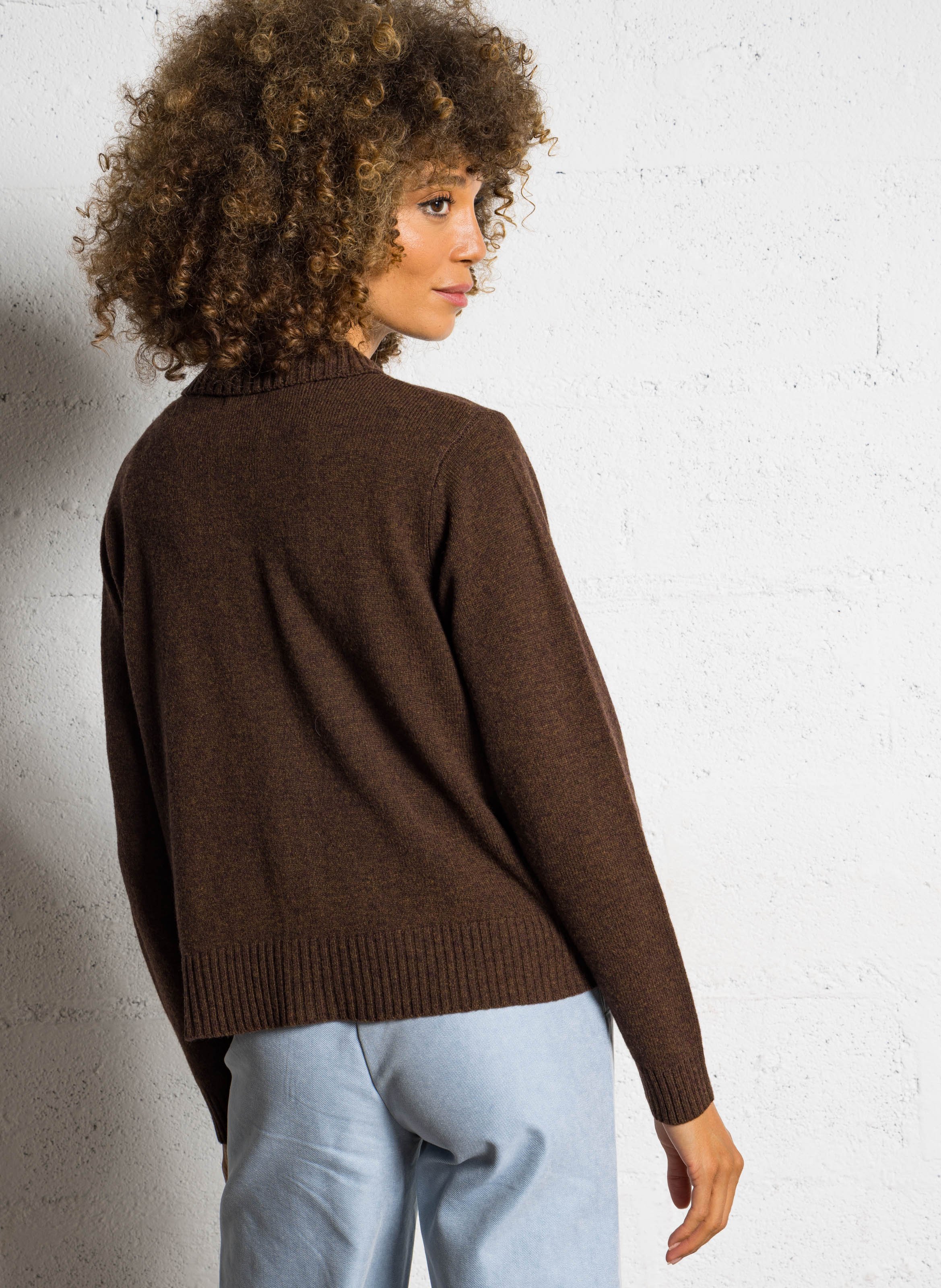 Gilet droit col classique en laine BENSIMON Marron