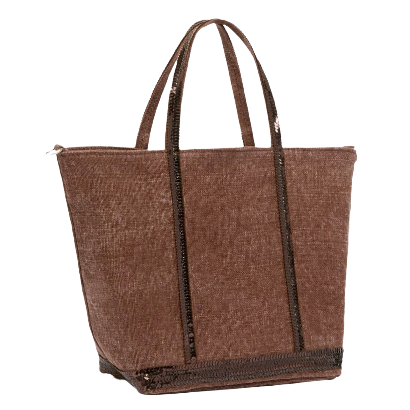 Sequined linen tote bag - Small size VANESSA BRUNO Brown