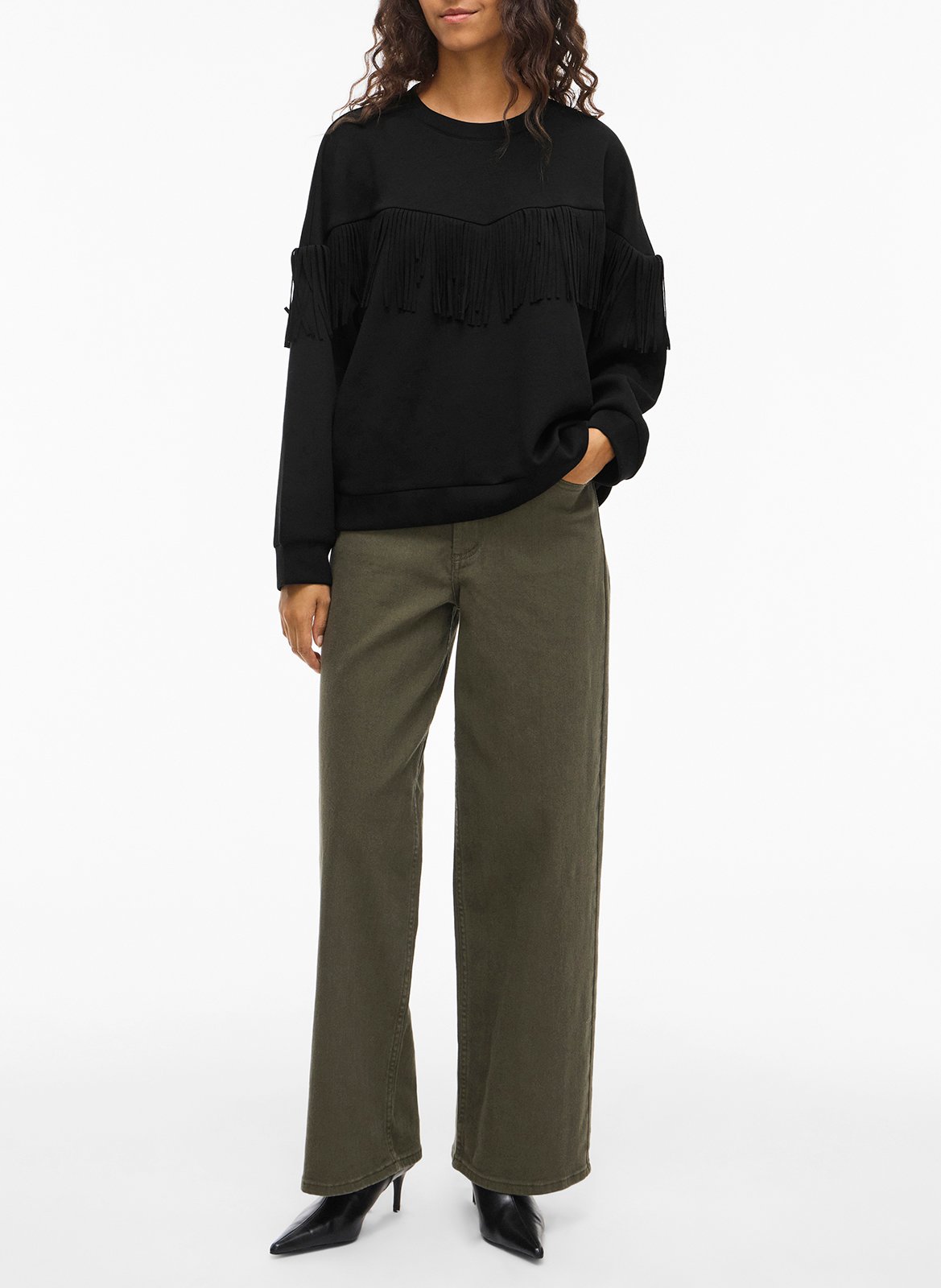 Oversized sweatshirt in mixed recycled fibers VILA Black