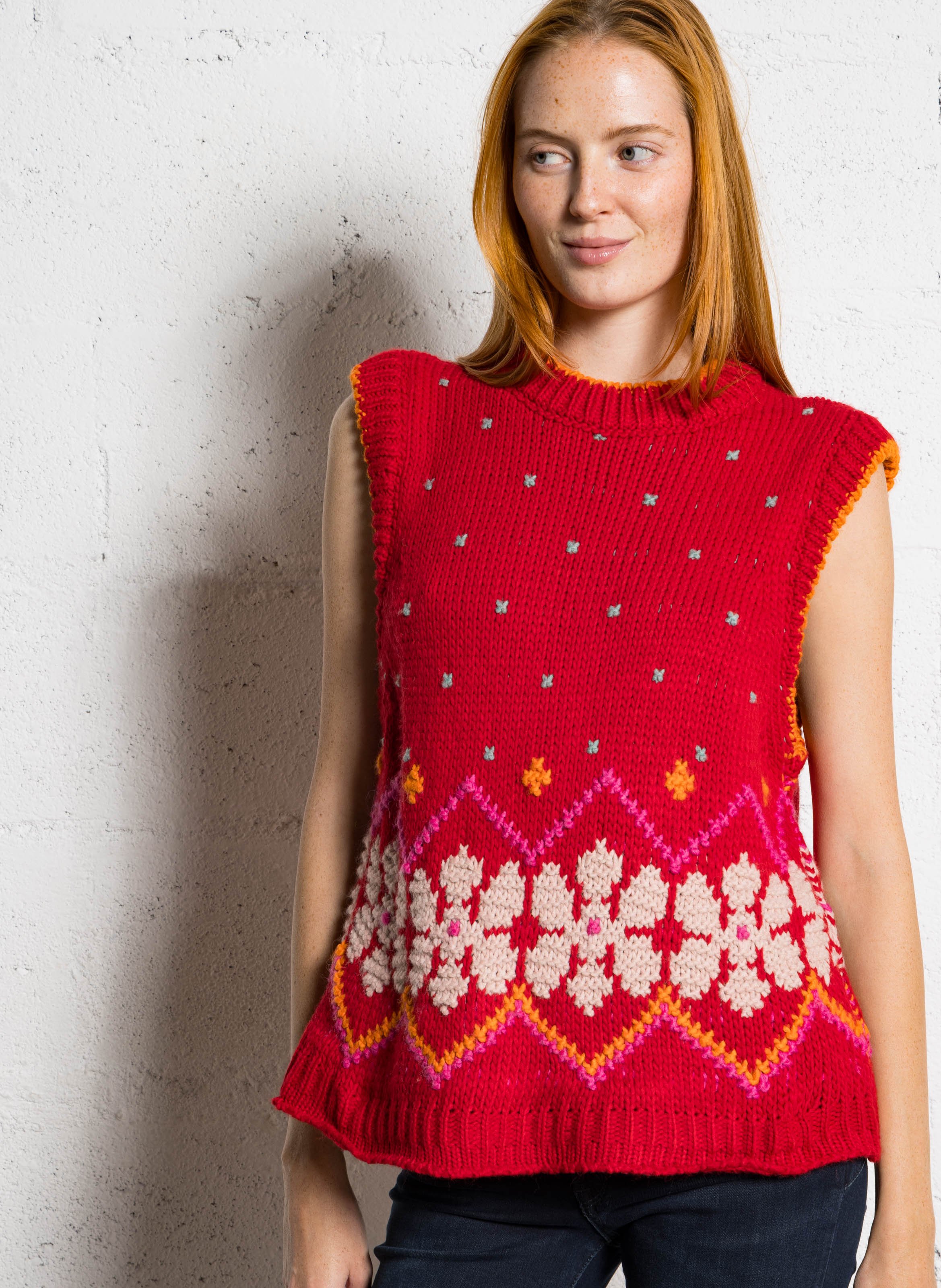 Pull col rond sans manches DR BLOOM Rouge