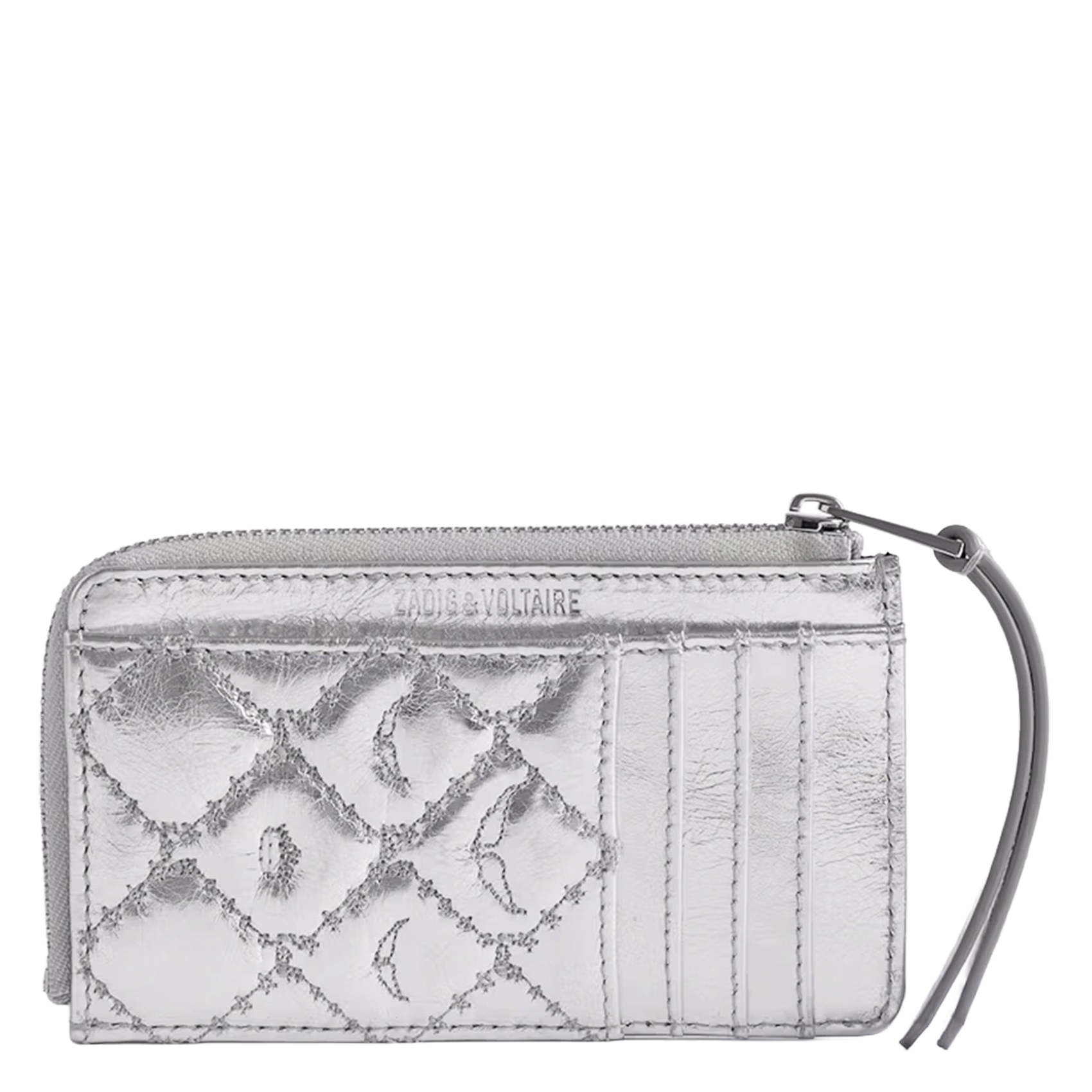 Porte-cartes en cuir métallisé ZADIG&VOLTAIRE Gris