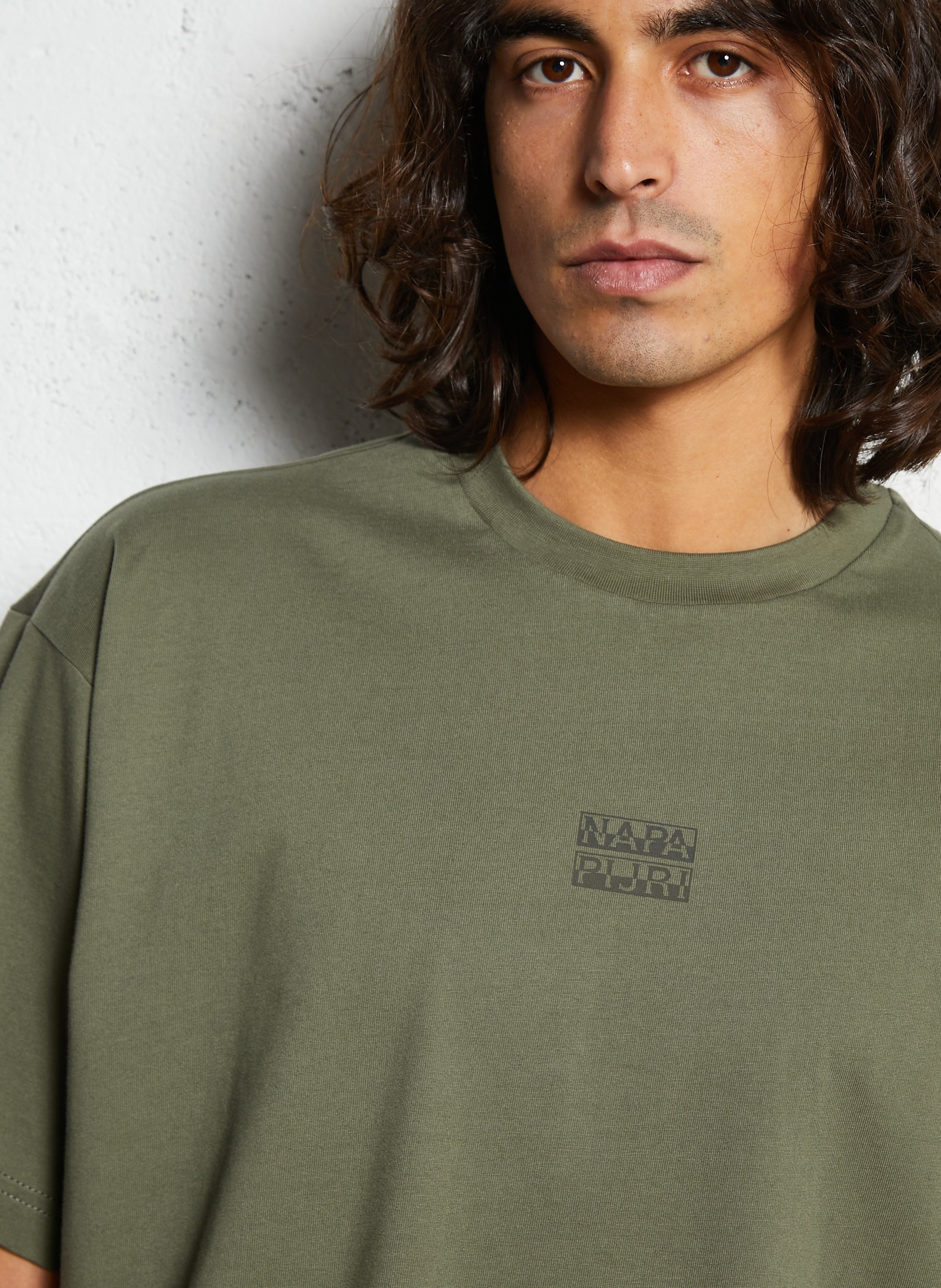 Weites Rundhals-T-Shirt aus bedruckter Baumwolle NAPAPIJRI Grun