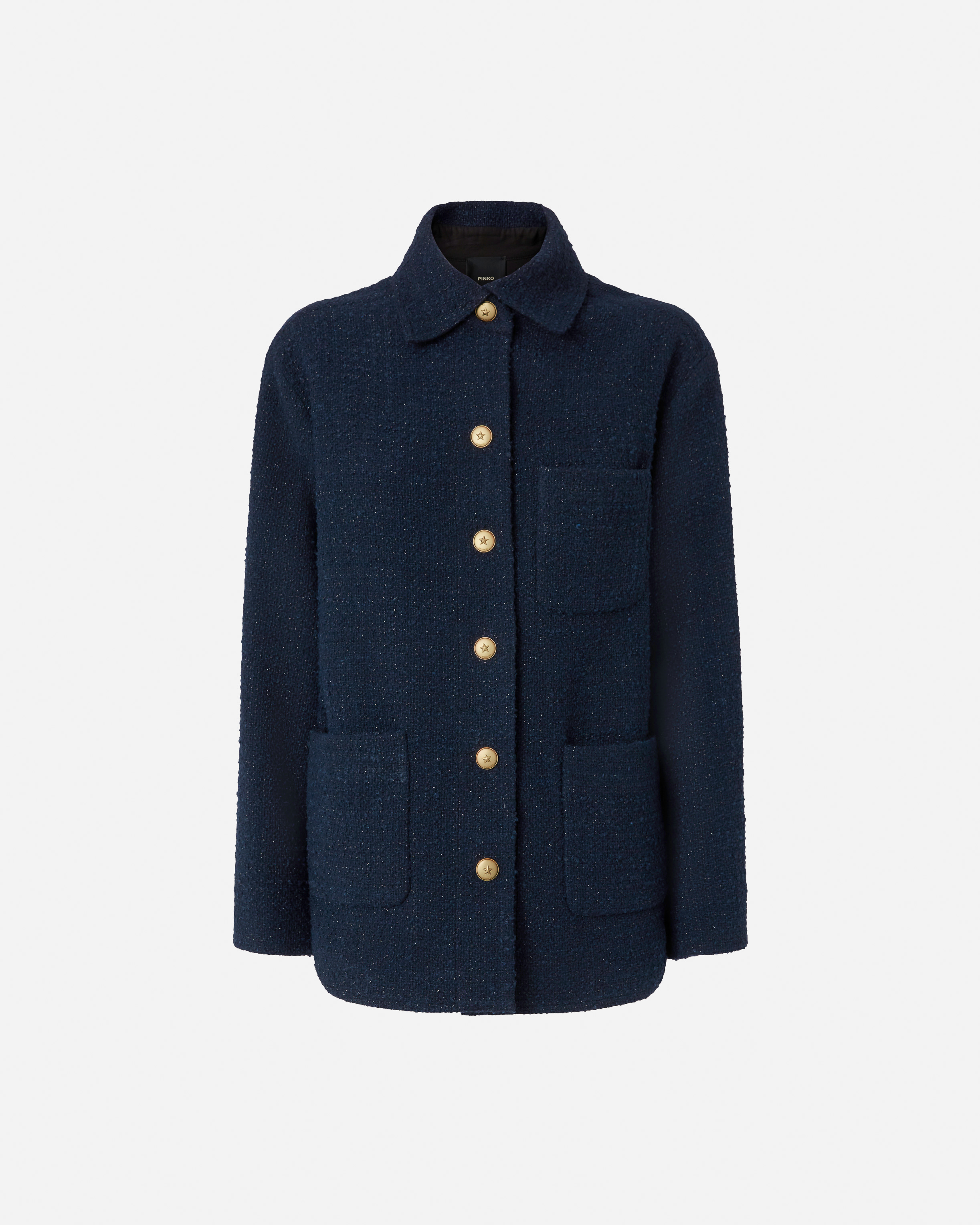 Oversized tweed patterned jacket PINKO Blue