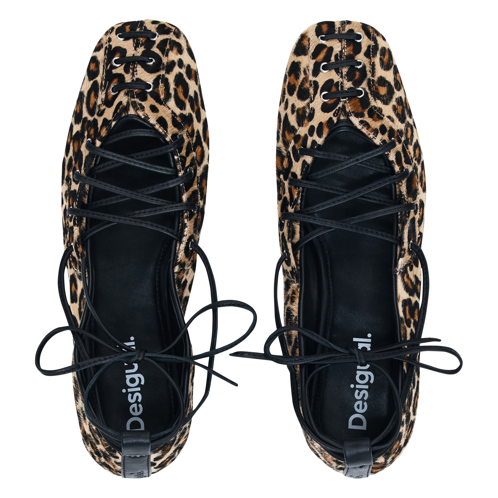 Printed pony leather ballerina flats DESIGUAL Black