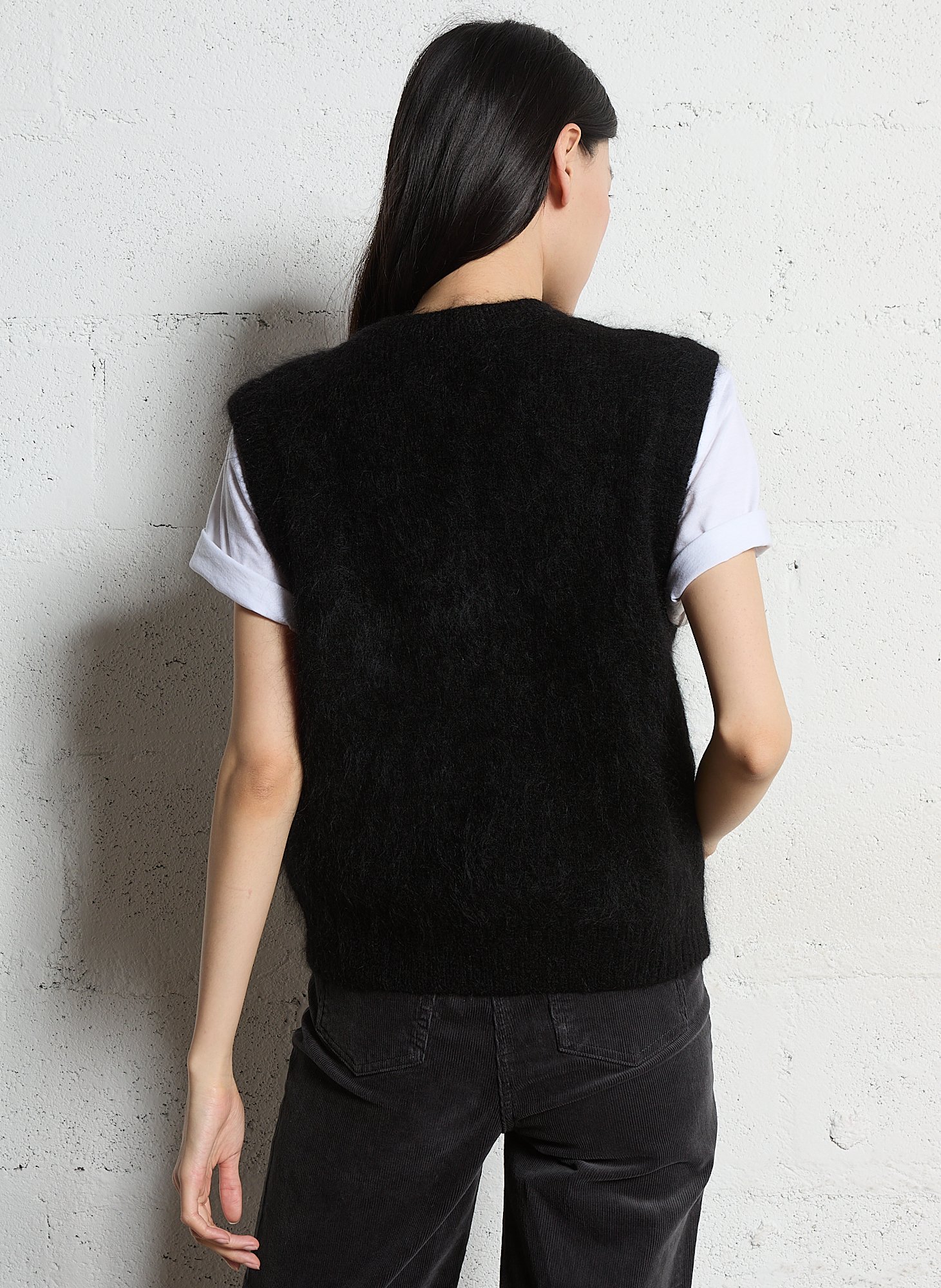 Straight mohair-blend cardigan MAISON 123 Black