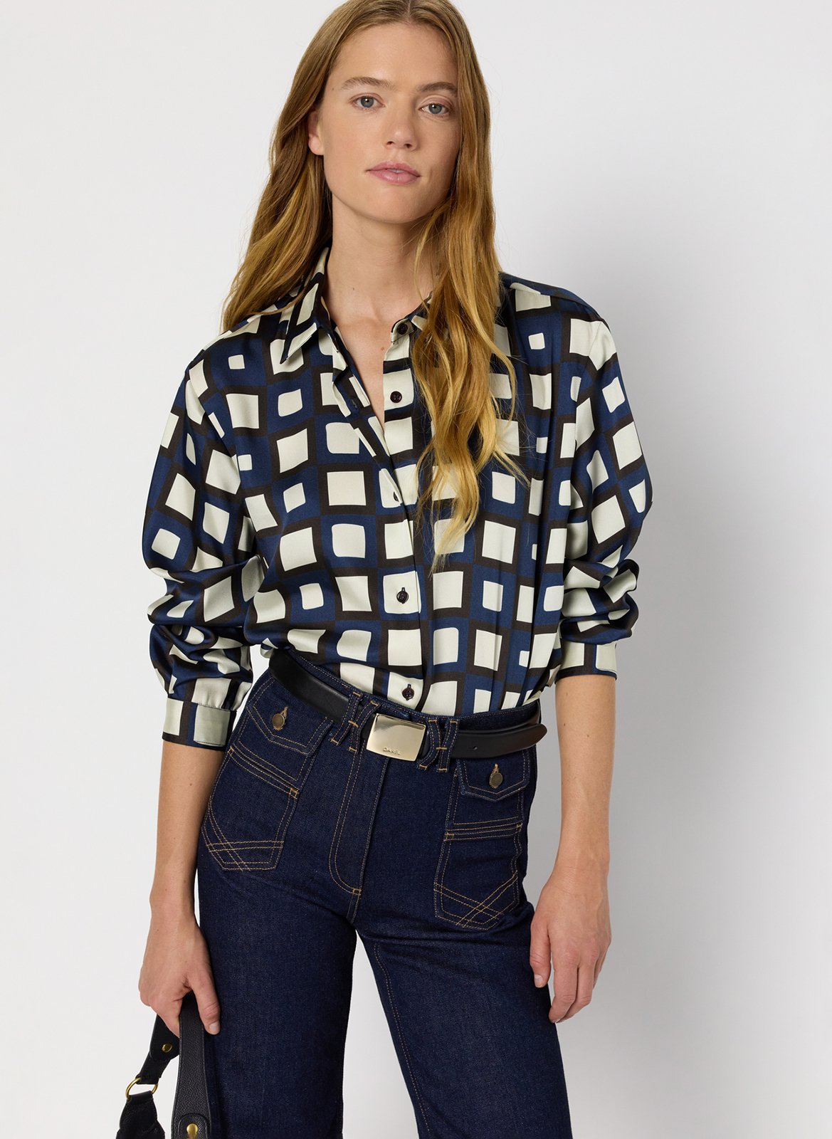 Chemise droite col classique à carreaux GERARD DAREL Bleu