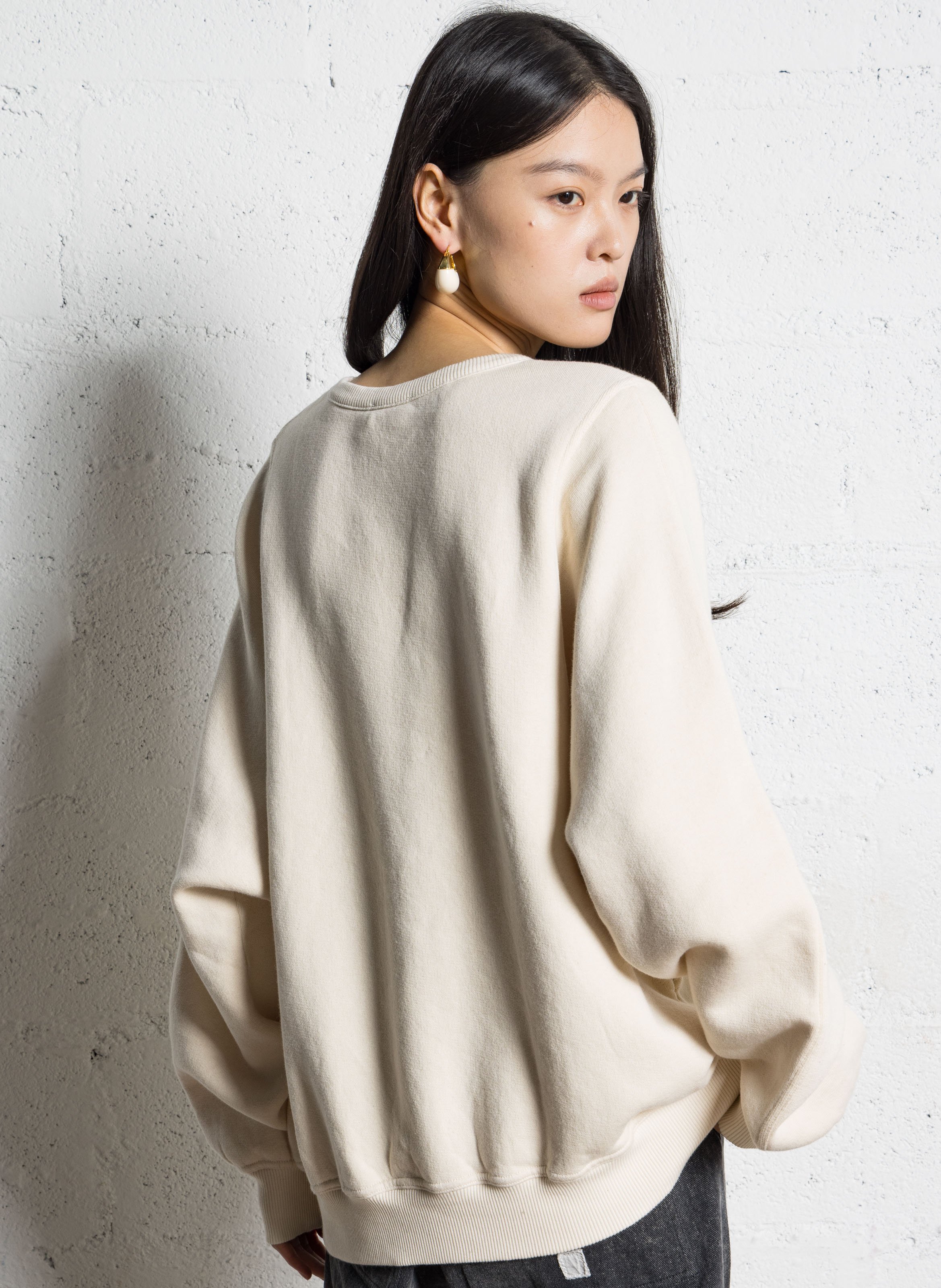 Sweat oversize col rond en coton mélangé AMERICAN VINTAGE Beige