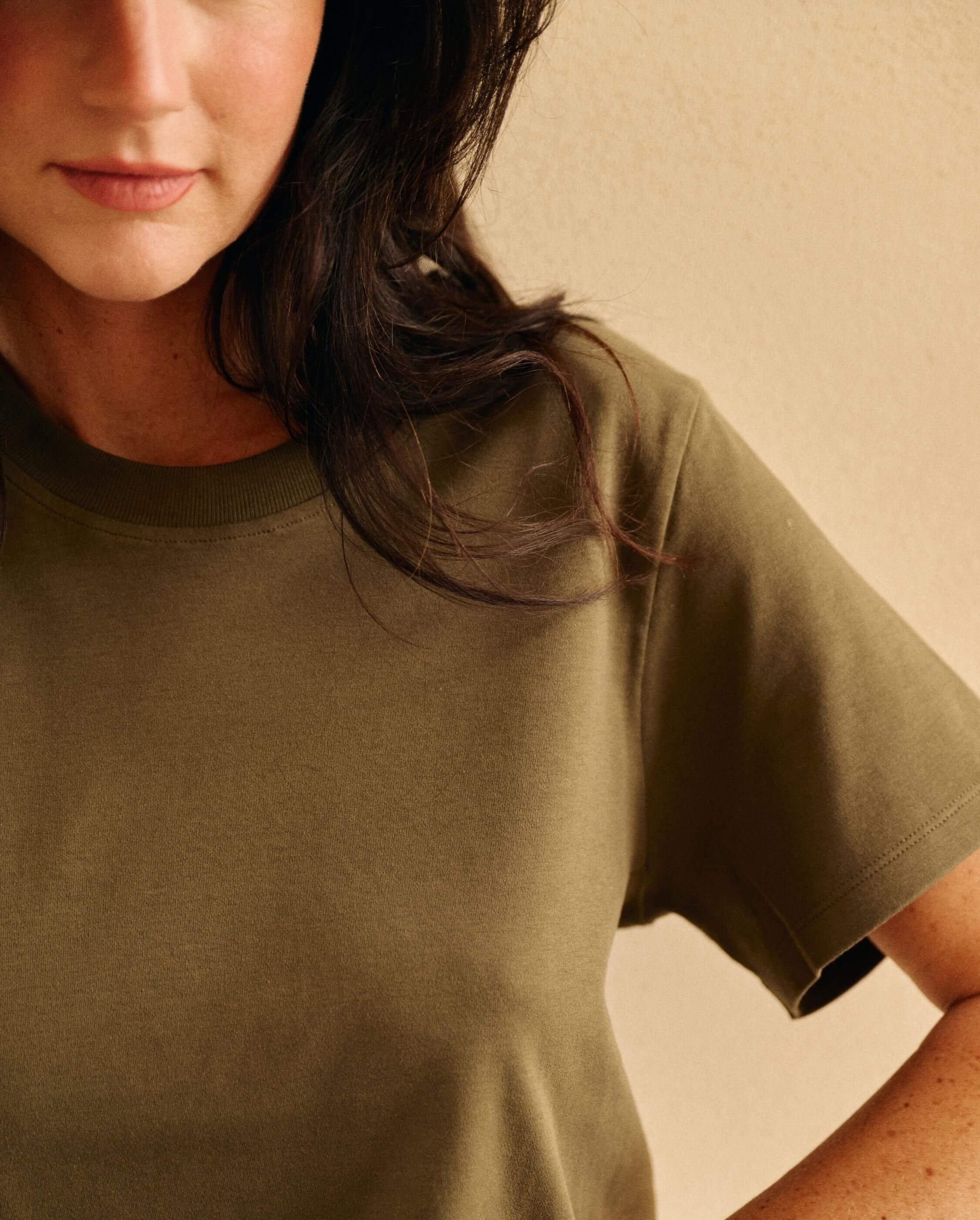 Women's organic cotton T-shirt, khaki ANGARDE Green