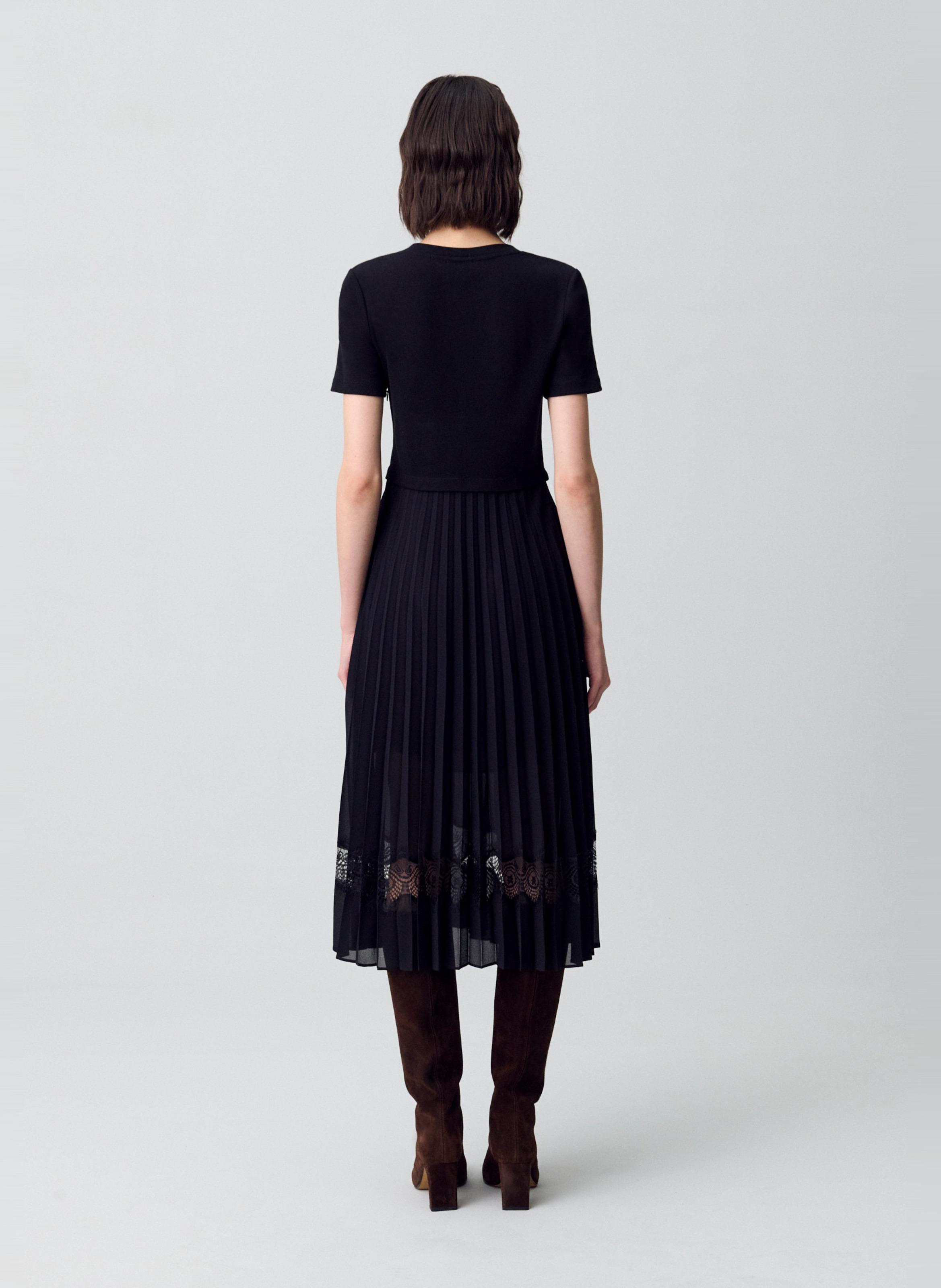 Robe midi bi-matière CLAUDIE PIERLOT Noir