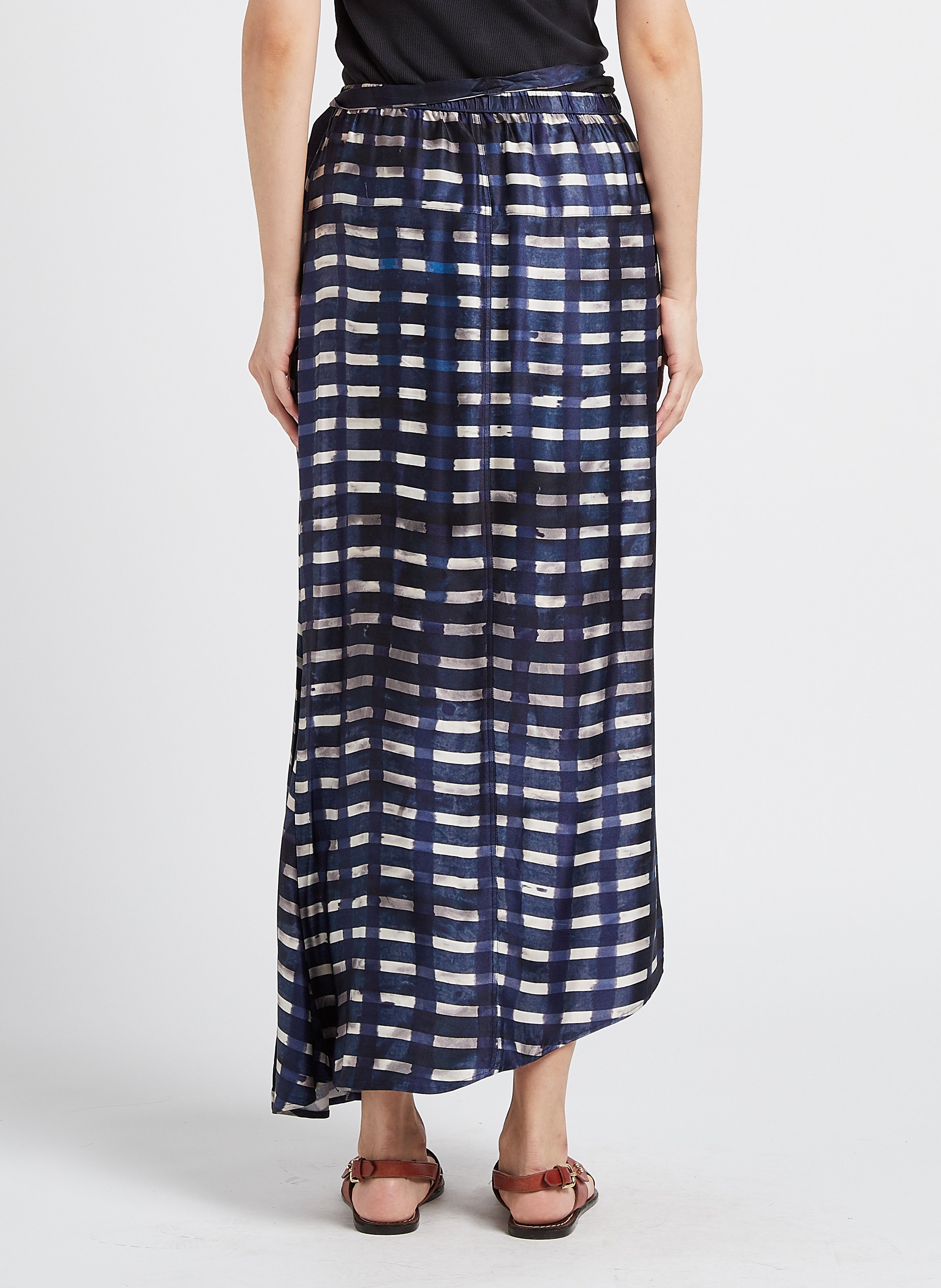 Asymmetrischer Midirock mit Karomuster HUMANOID Blau