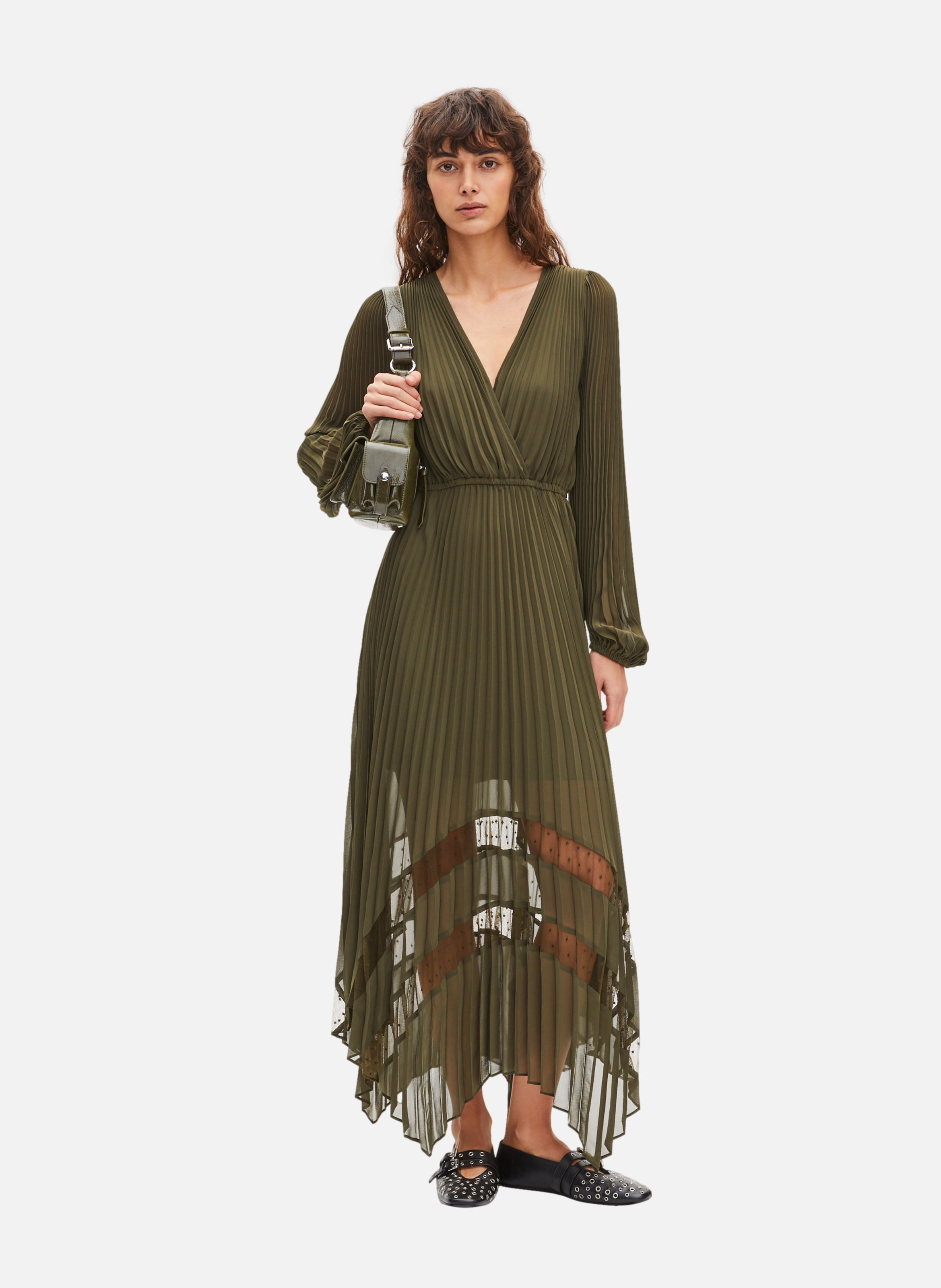 Long pleated dress THE KOOPLES Green