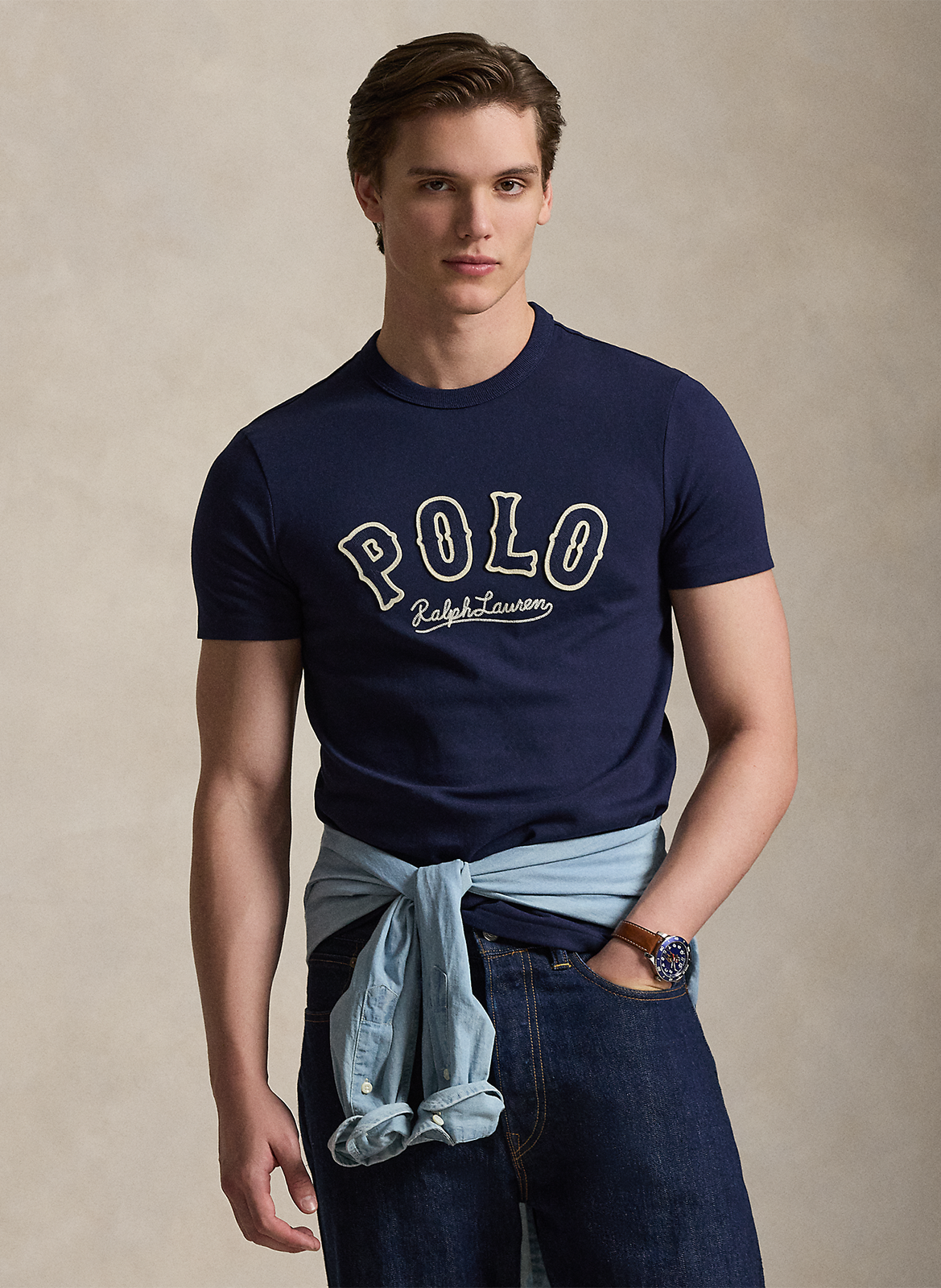 Tee-shirt droit brodé en coton POLO RALPH LAUREN
