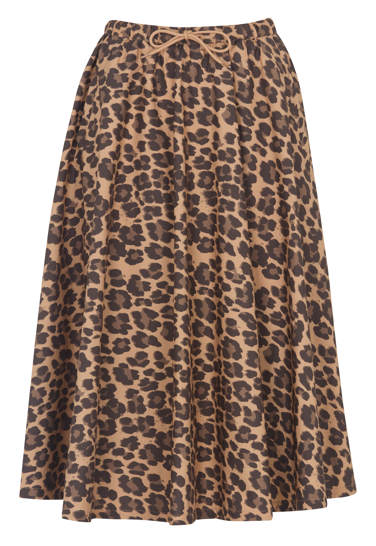 Jupe midi évasée en coton LE TEMPS DES CERISES Marron