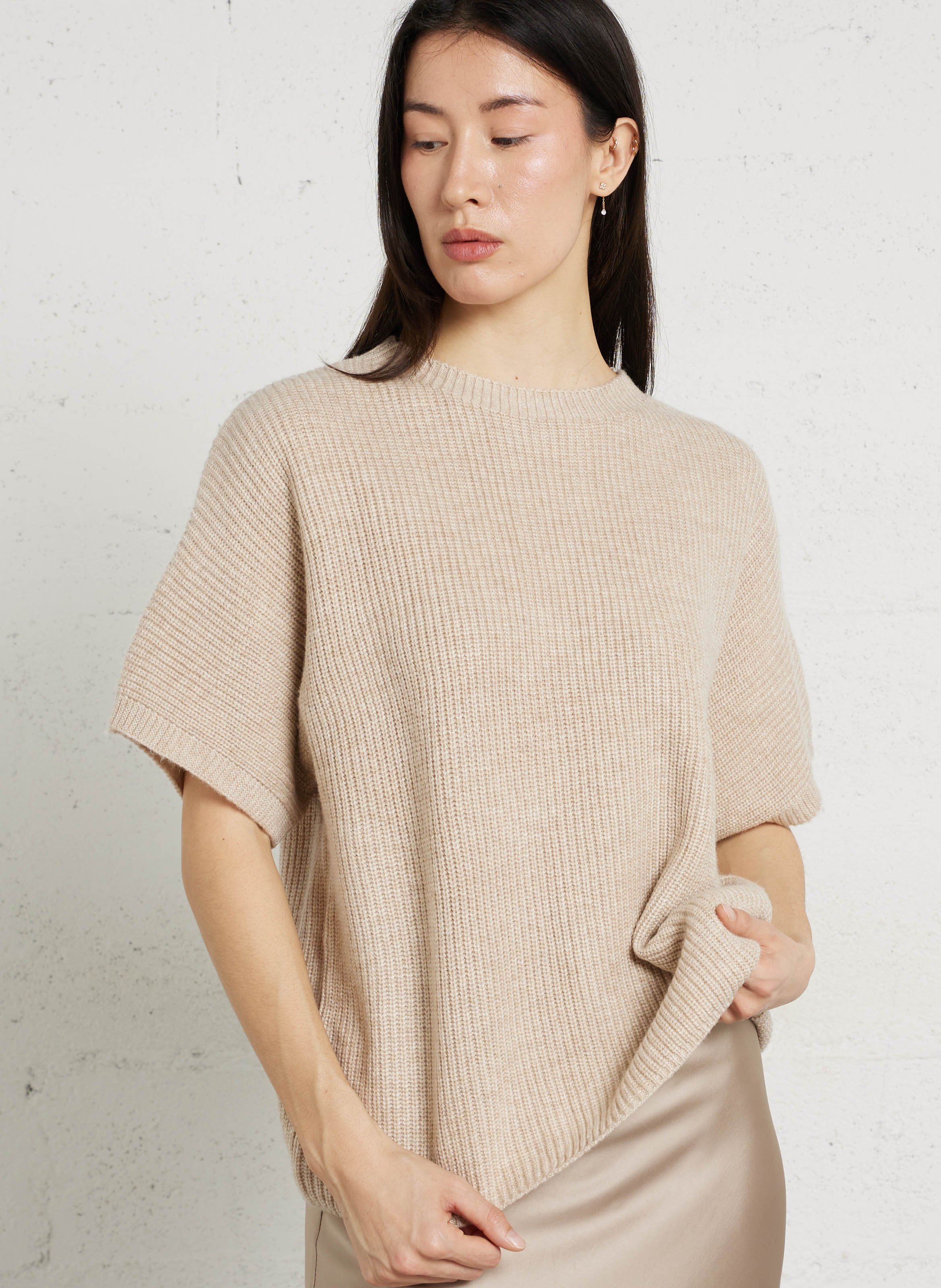 Loose-fit knit-blend sweater with round neck IMPERIAL