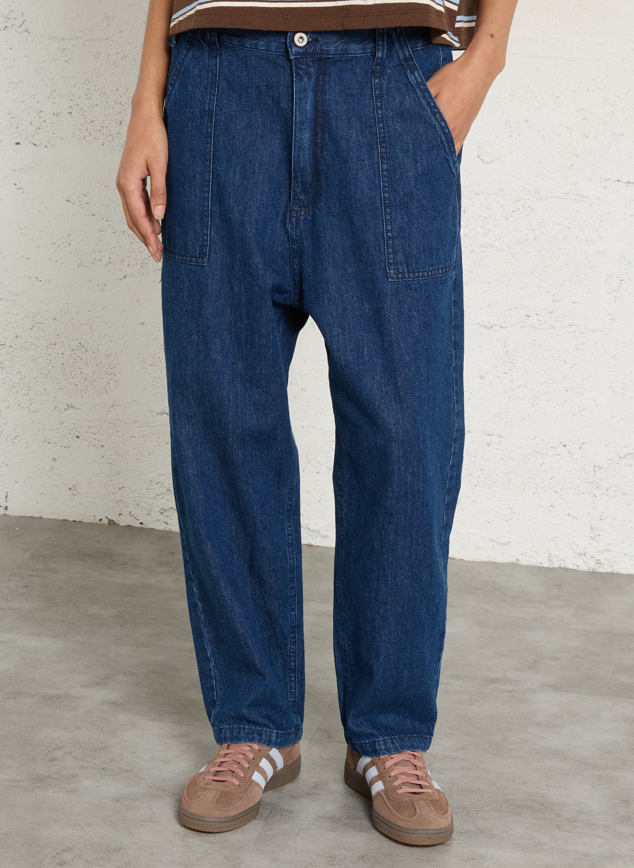 High-rise straight cotton jeans PLEASE Blue