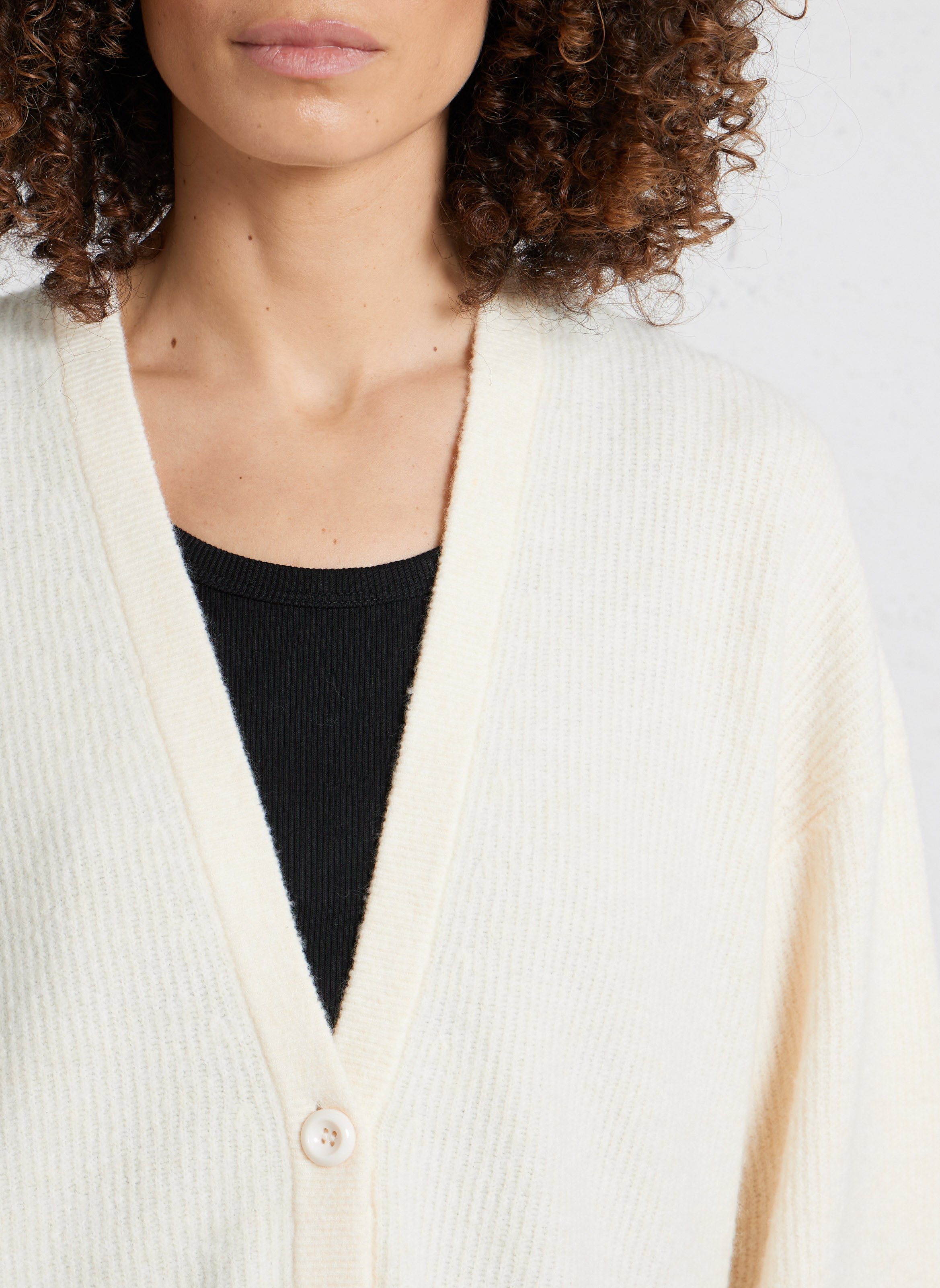 Oversized round neck knit vest AMERICAN VINTAGE Beige