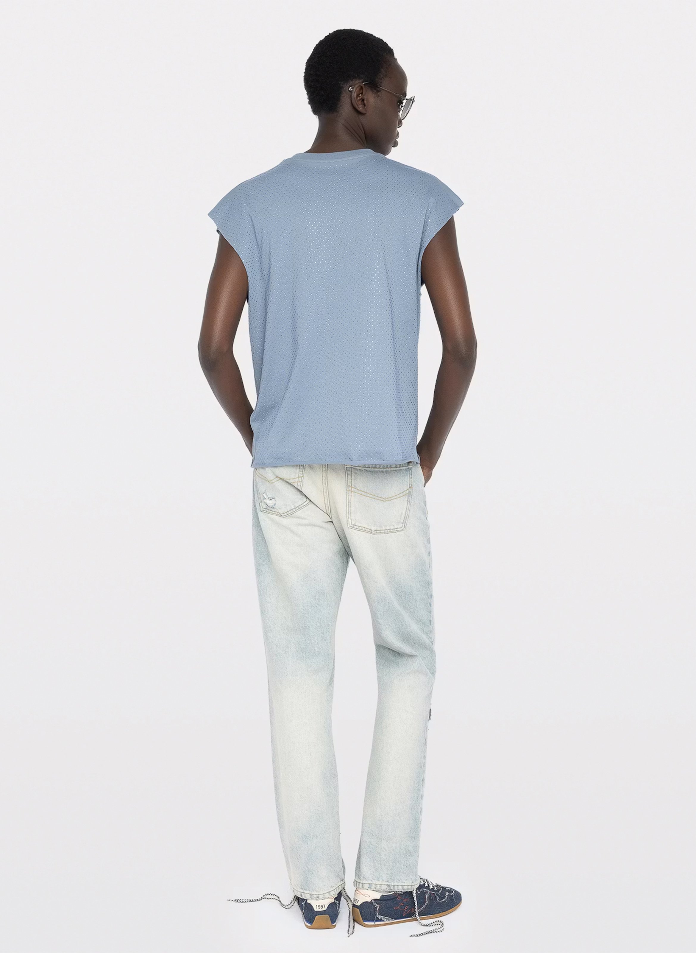 Gerade geschnittenes T-Shirt mit Rundhalsausschnitt und Strass ZADIG&VOLTAIRE Blau