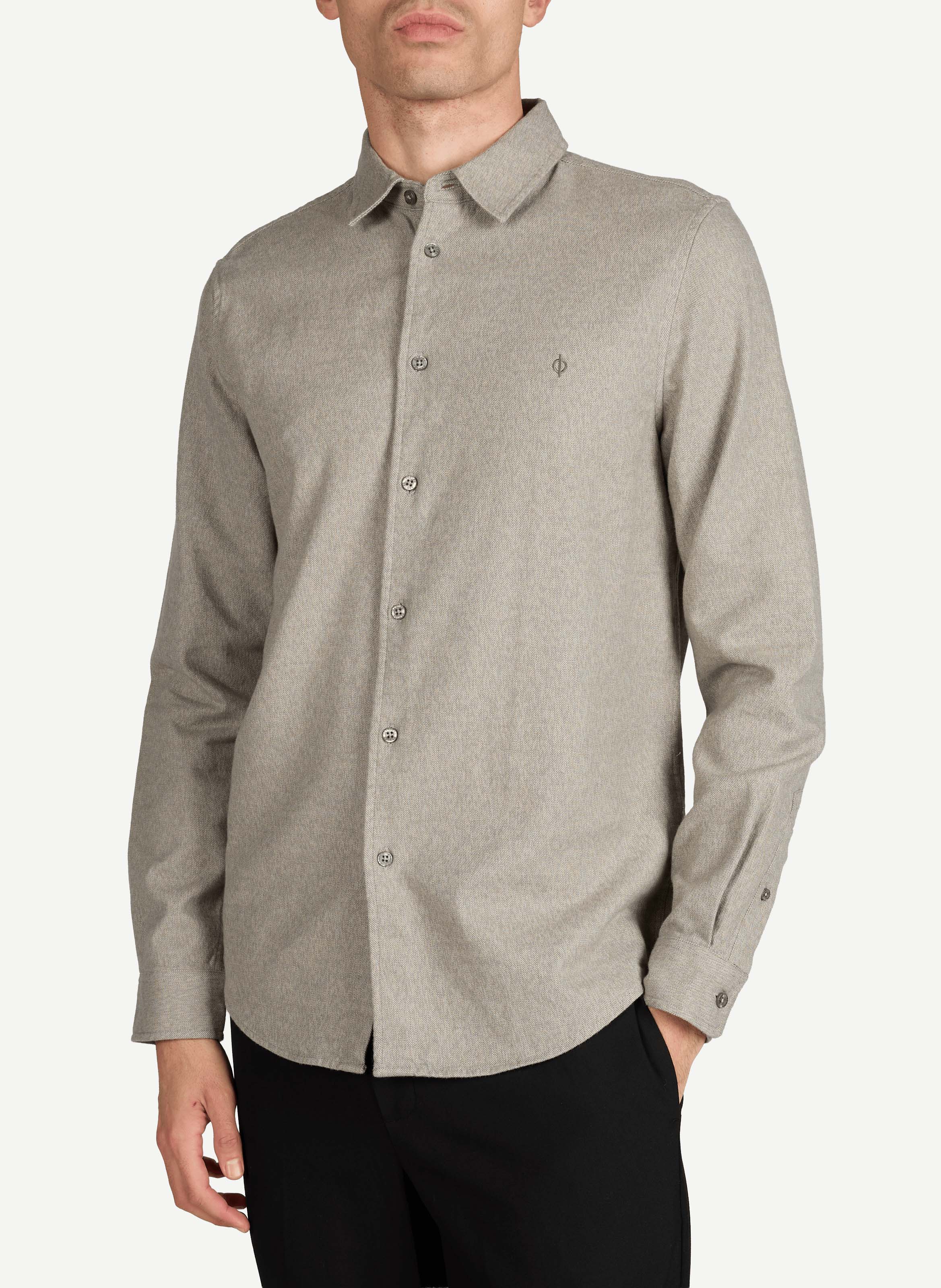 Organic cotton shirt with classic collar SAMSOE SAMSOE Grey