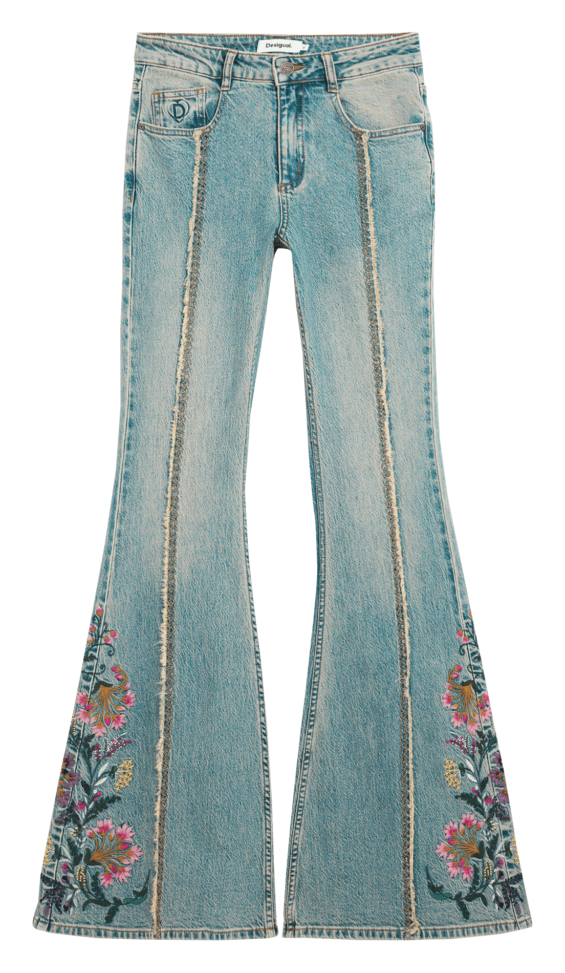 Bestickte Flared Jeans DESIGUAL Blau
