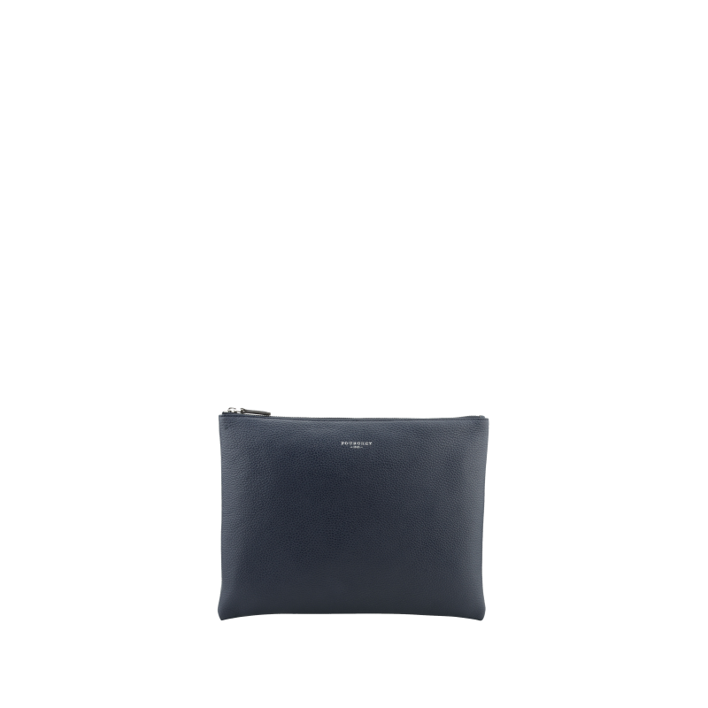 Calfskin leather shoulder bag POURCHET Blue