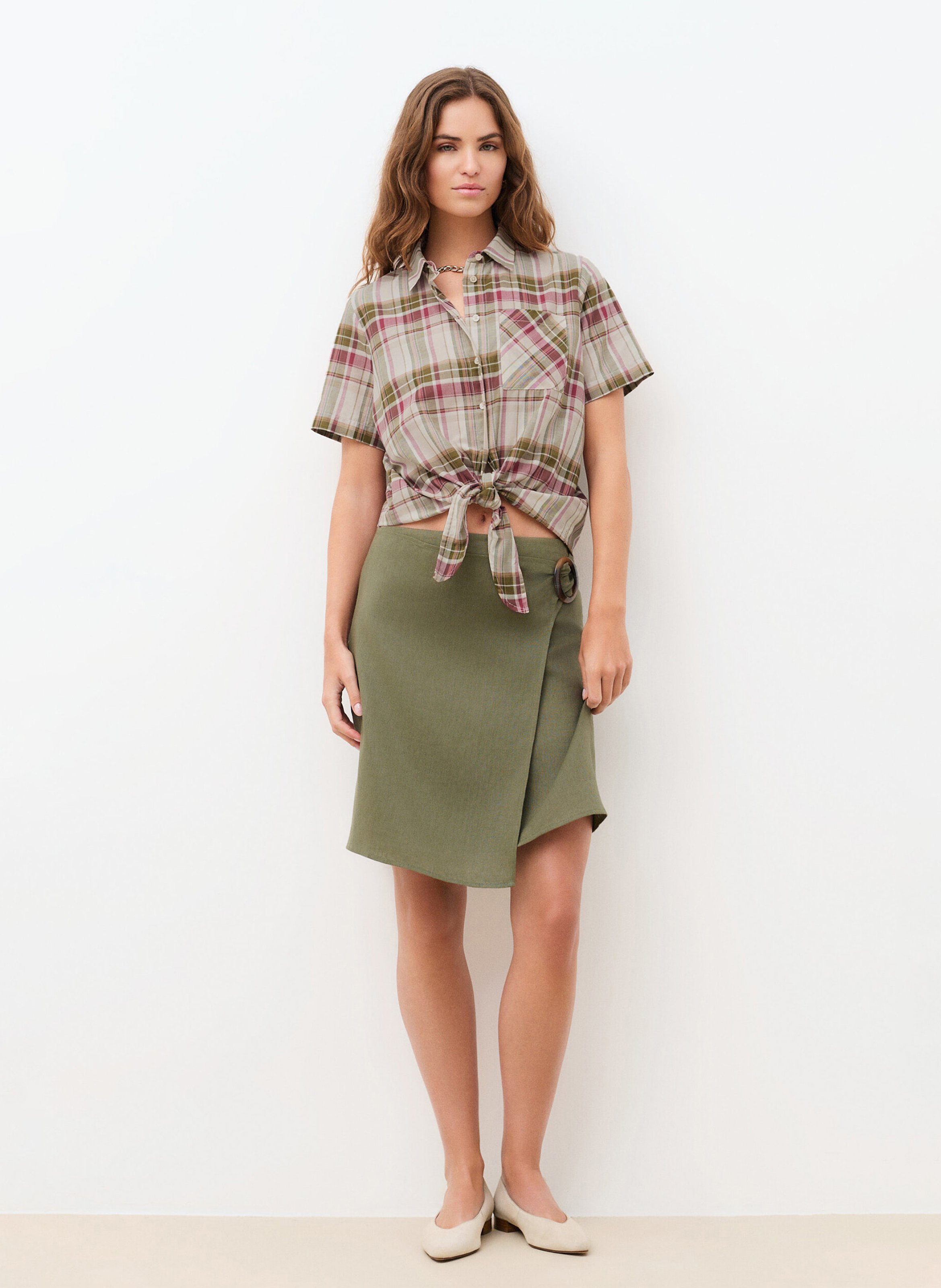 Chemise col classique en coton bio CAROLL Vert