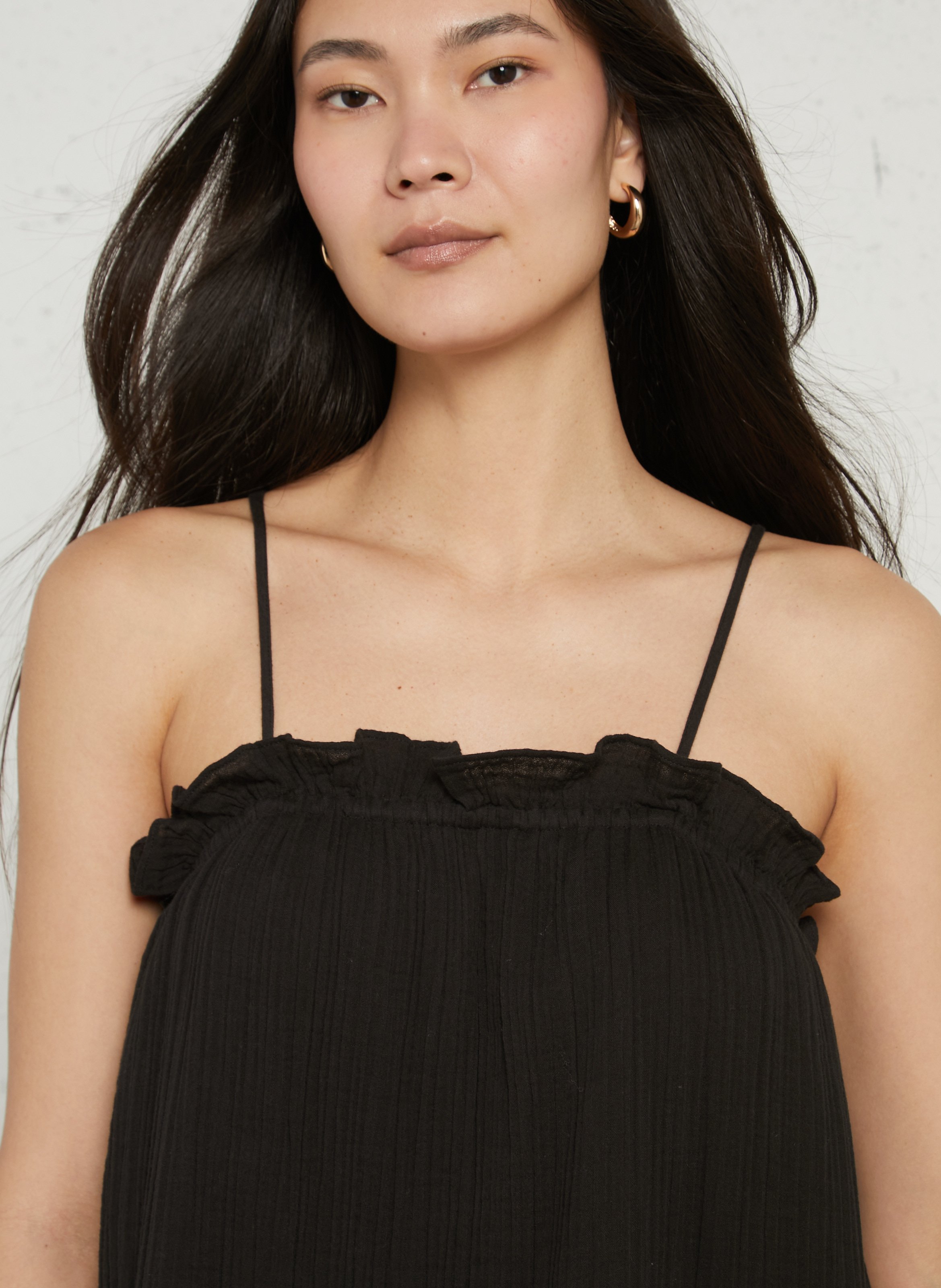 Robe midi en coton DES PETITS HAUTS Noir