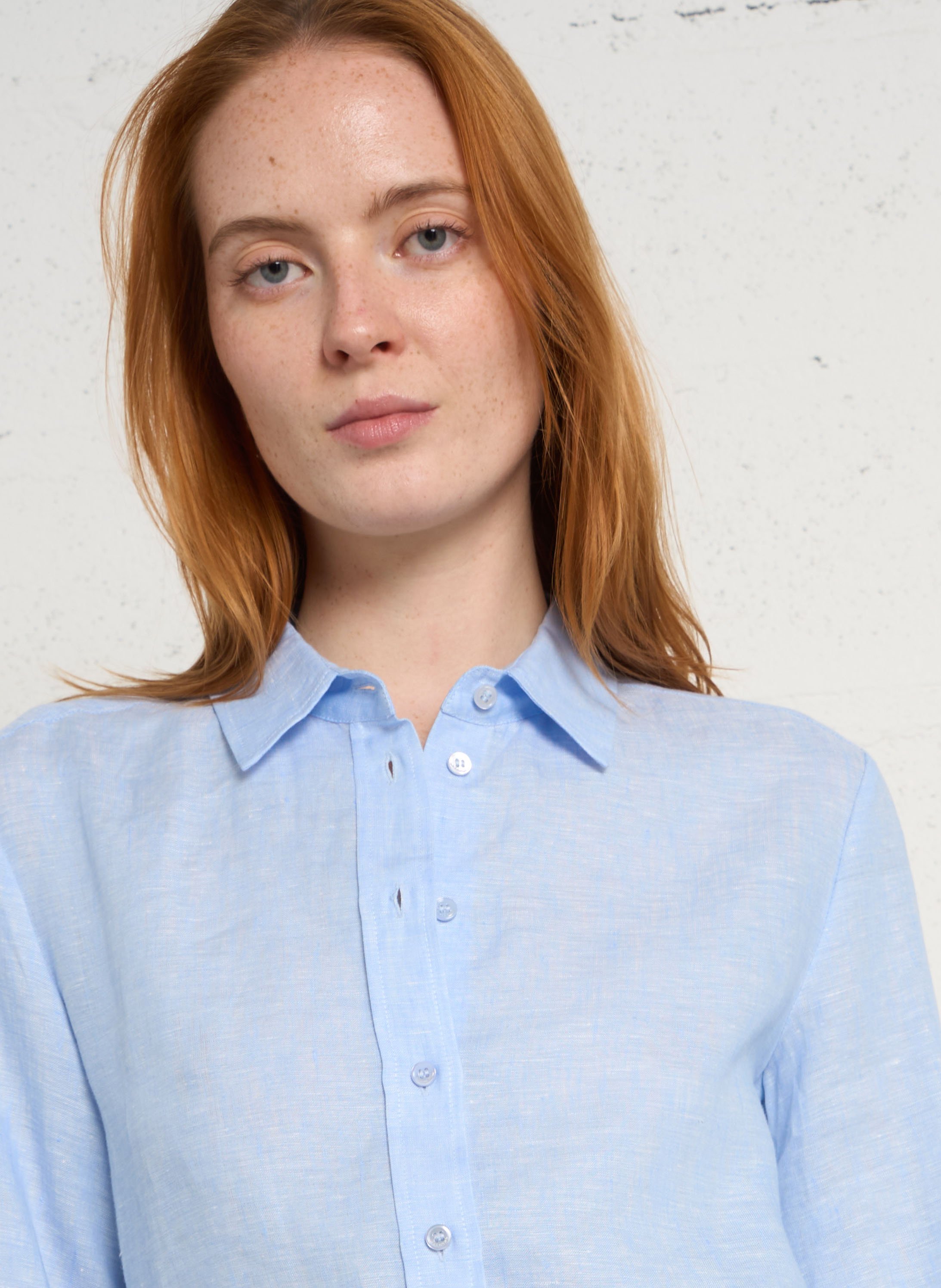 Gerade Leinenbluse mit Knopfleiste MAX MARA WEEK END Blau