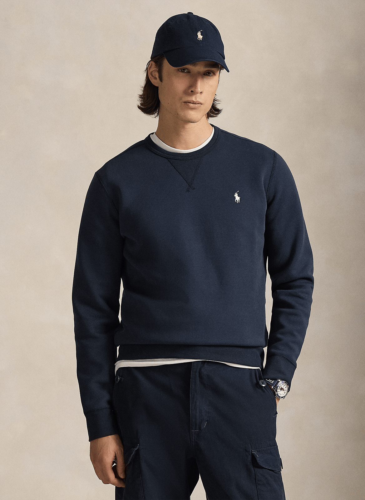 Sweatshirt mit eng anliegendem Ausschnitt und Sticklogo POLO RALPH LAUREN Blau