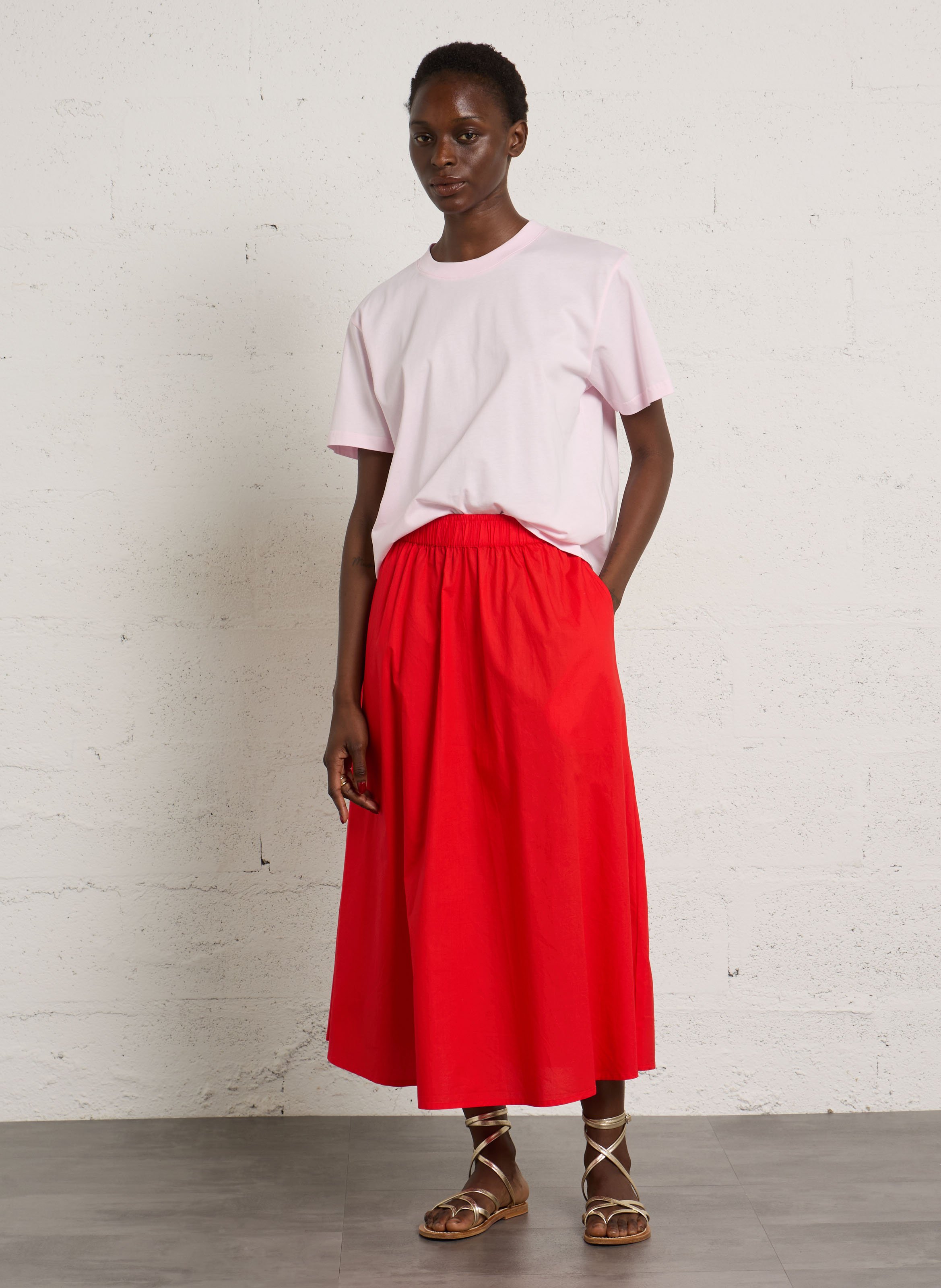Tee-shirt col rond en coton ELISE CHALMIN Rose