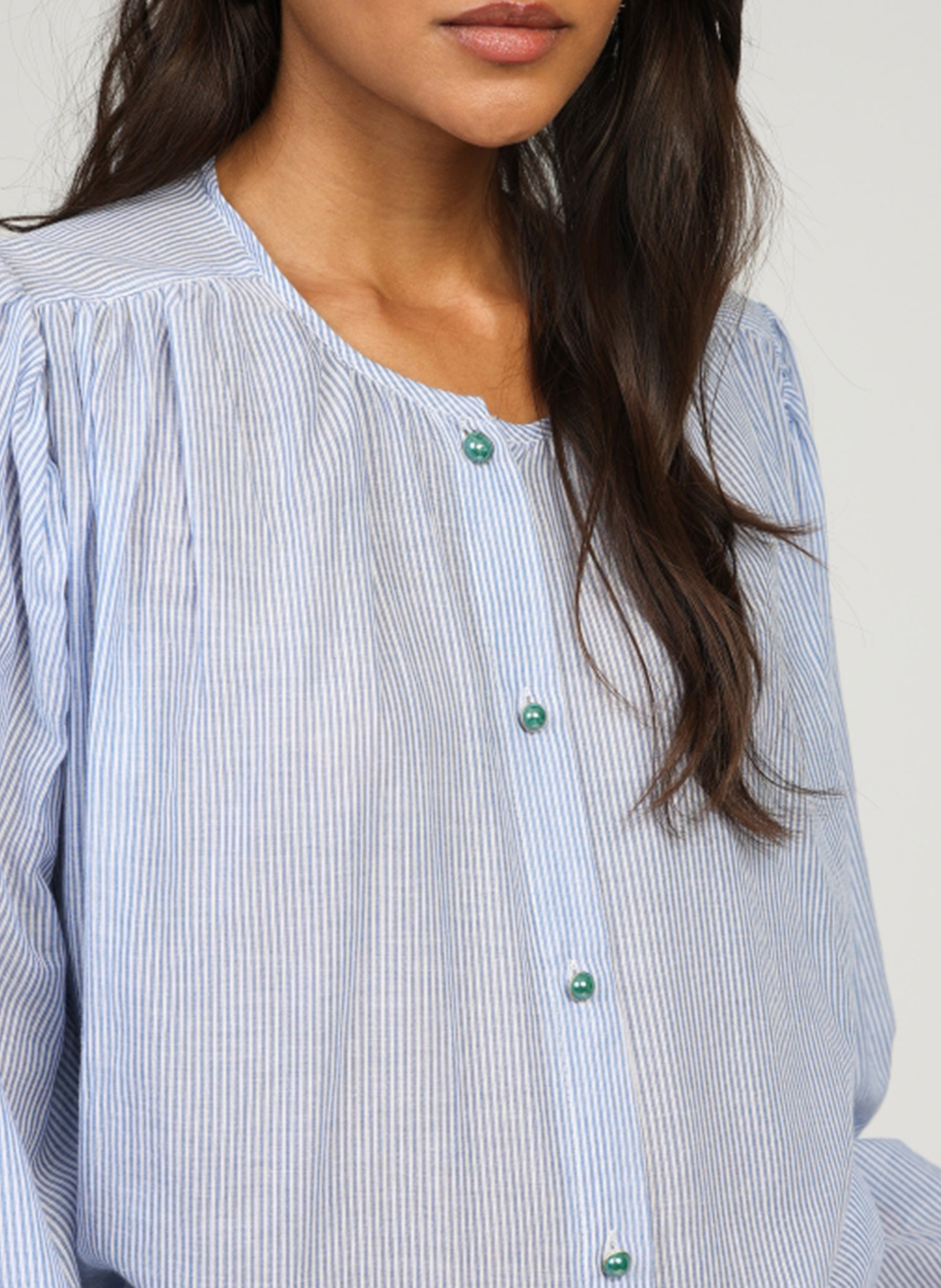 Celena - Oversize-Hemd aus gestreifter Baumwolle AN'GE Blau