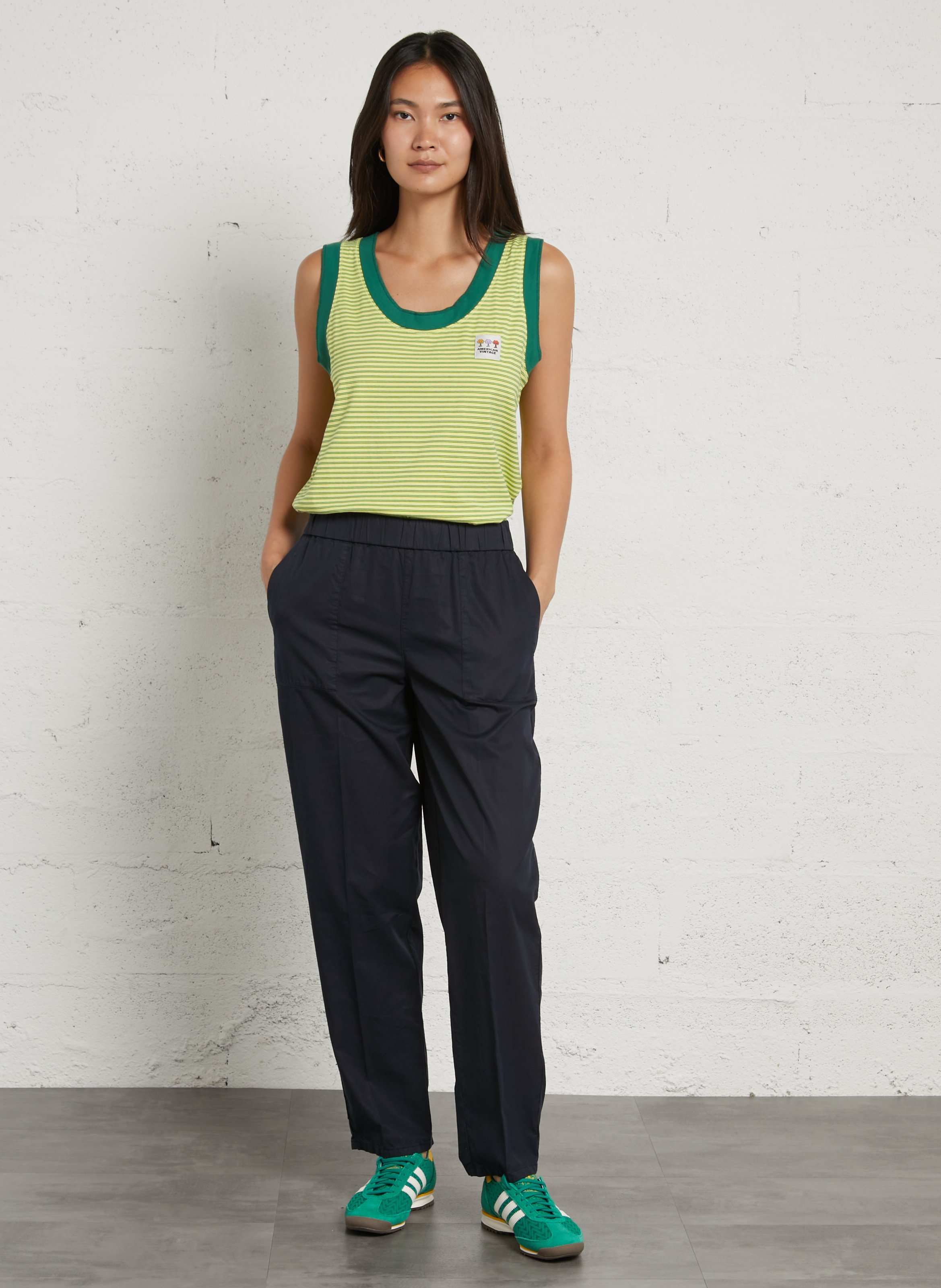 Pantalon ajusté en coton mélangé LAB DIP Bleu