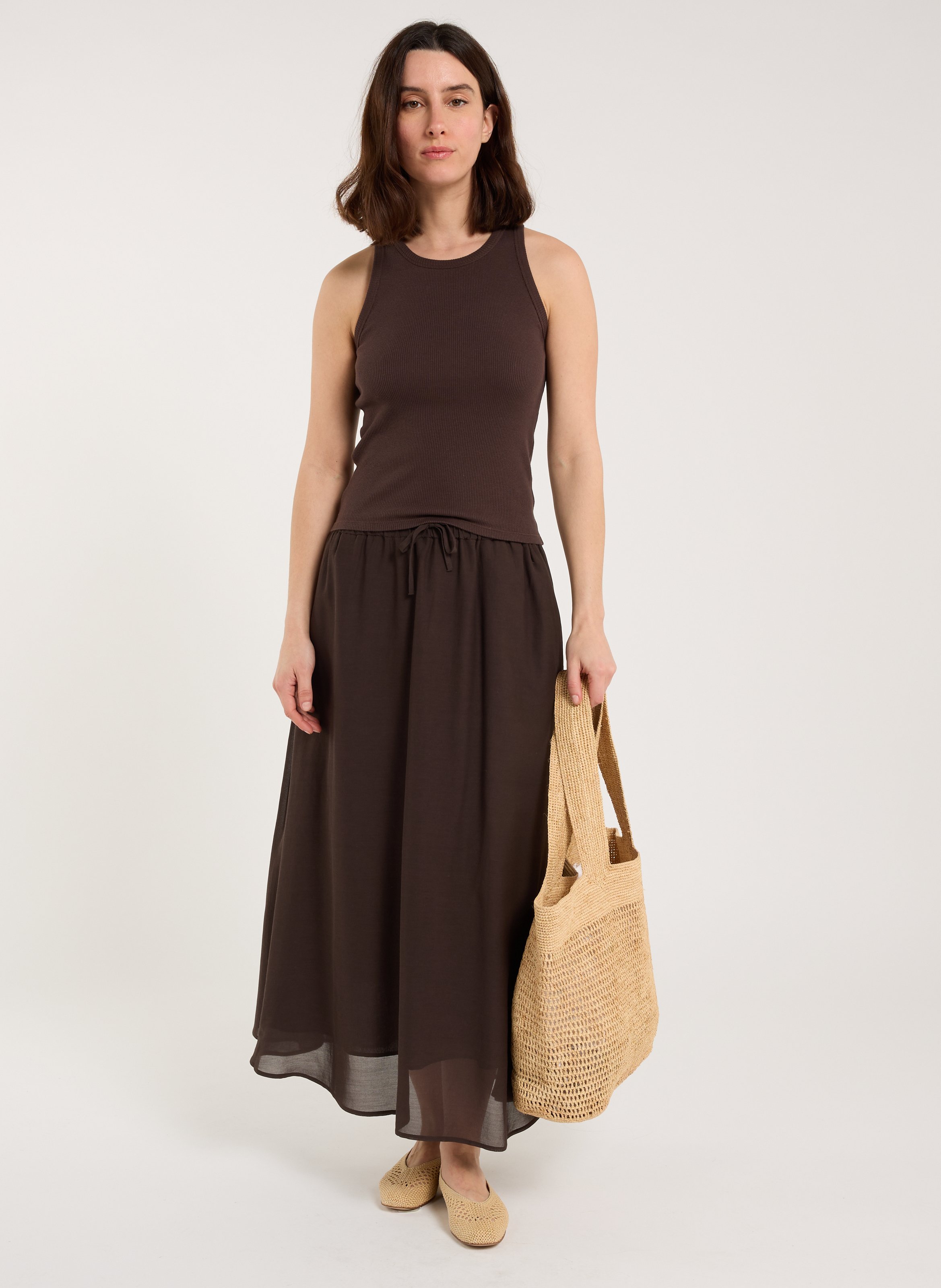 Geripptes Tanktop aus Baumwolle SAISON 1865 Braun