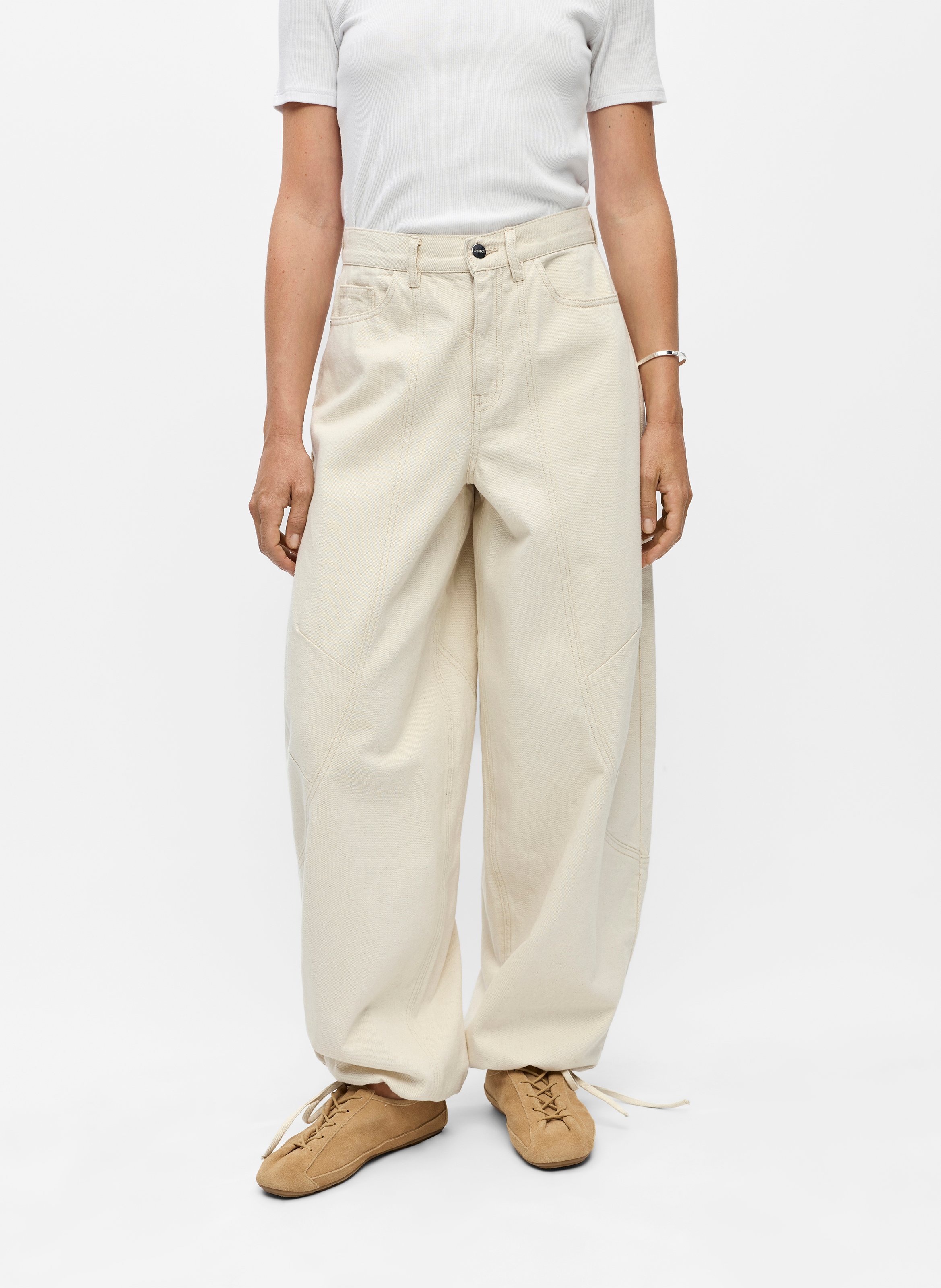 Wide trousers in organic cotton and linen blend OBJECT
