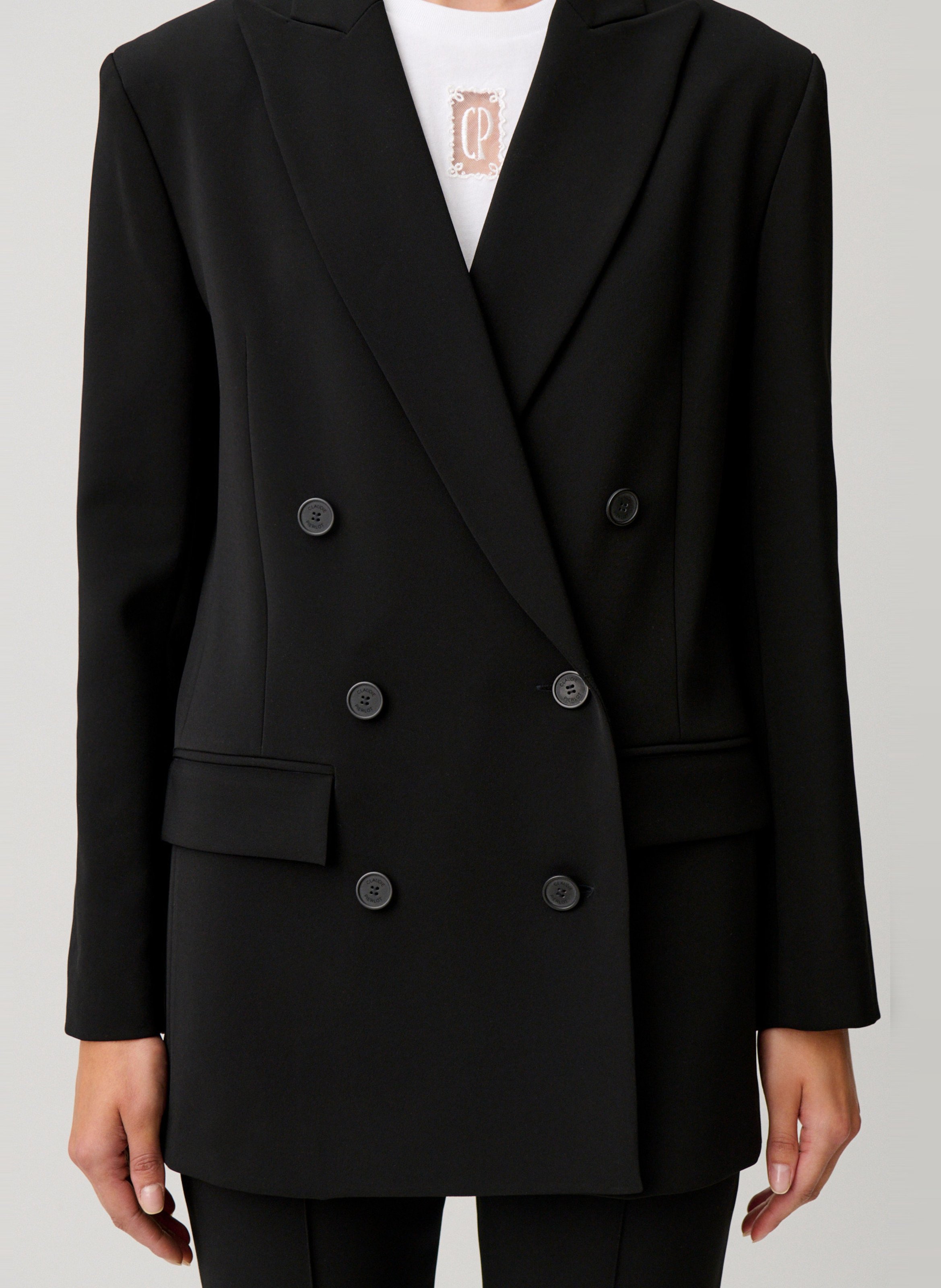 Straight tailored blazer with double-breasted buttons CLAUDIE PIERLOT Black