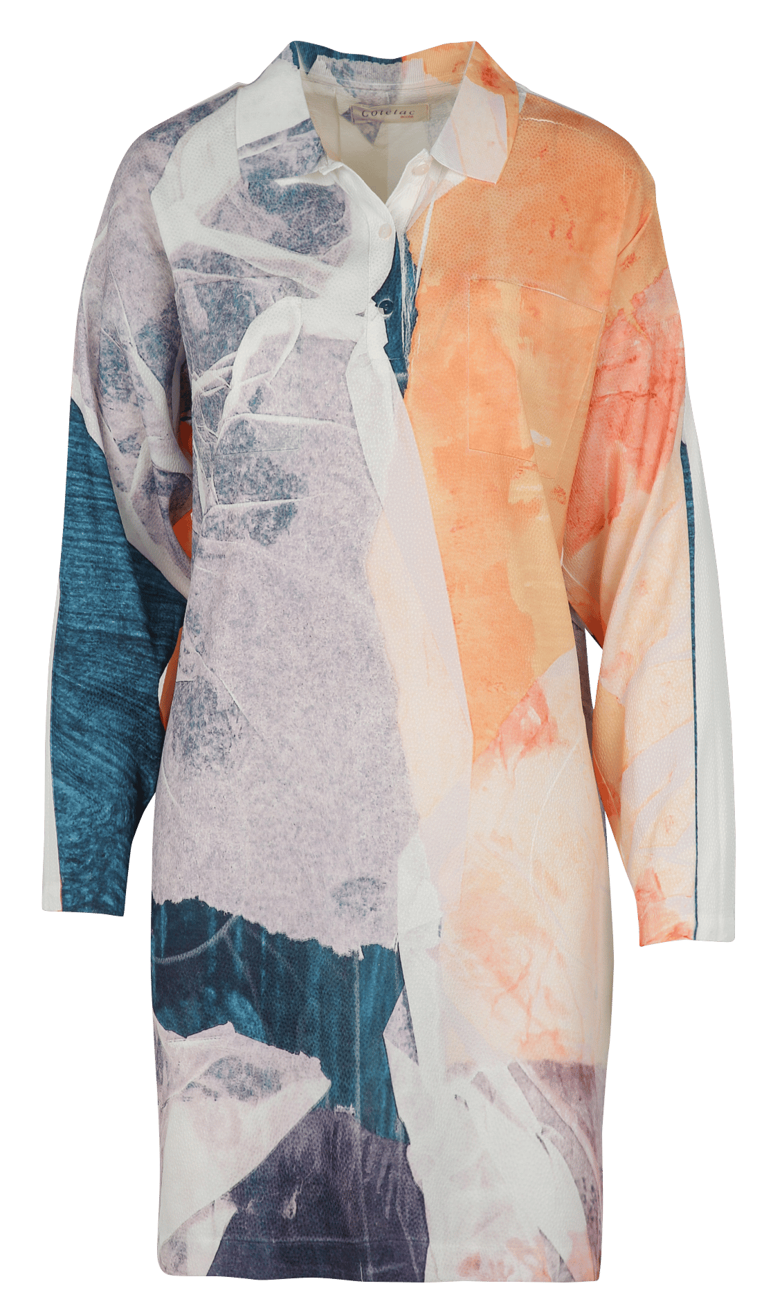 Short printed dress with classic collar COTELAC ACOTE Multicolored