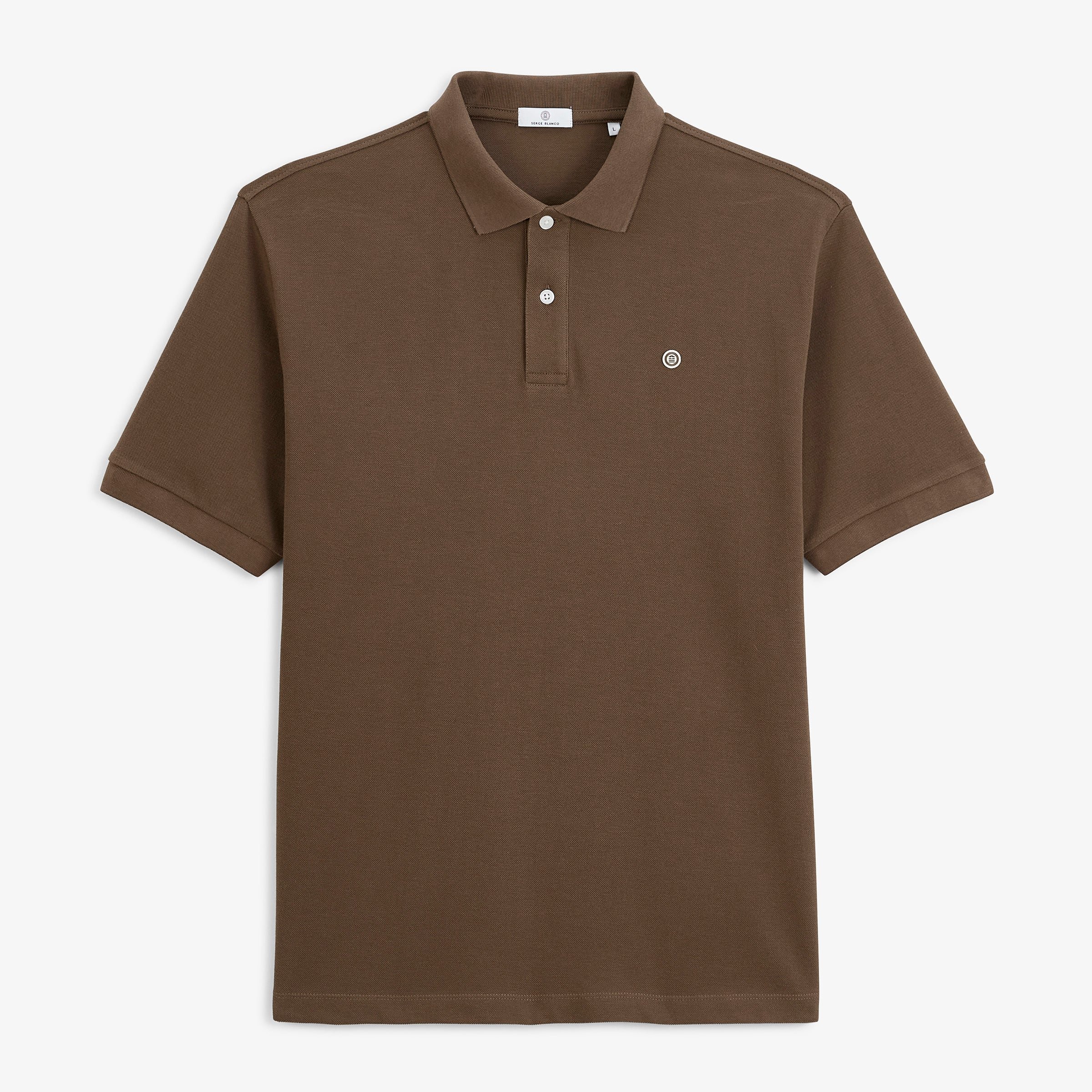 Short-sleeved cotton piqué polo SERGE BLANCO Brown