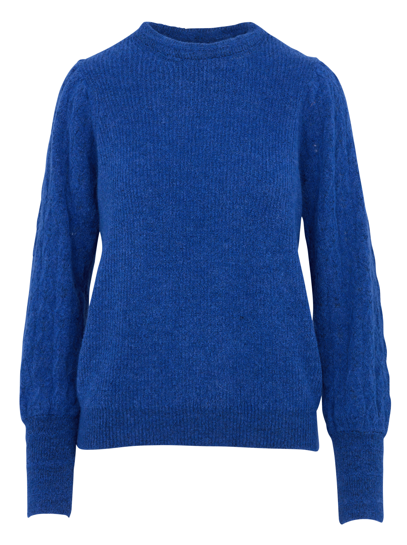 Gerader Pullover mit Rundhalsausschnitt und Lochmuster aus gemischtem Strick. LA FEE MARABOUTEE Blau