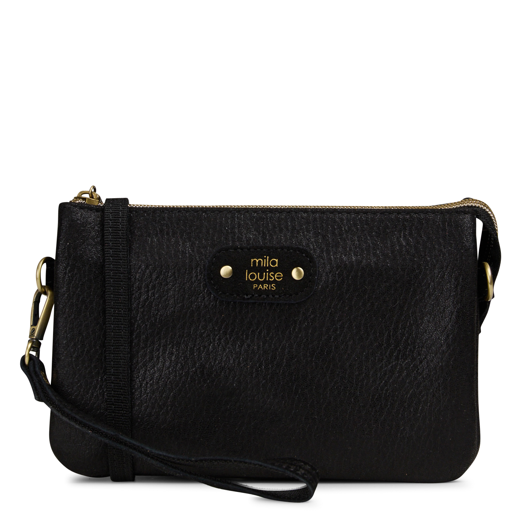 Ledertasche aus gemischtem Leder MILA LOUISE Schwarz