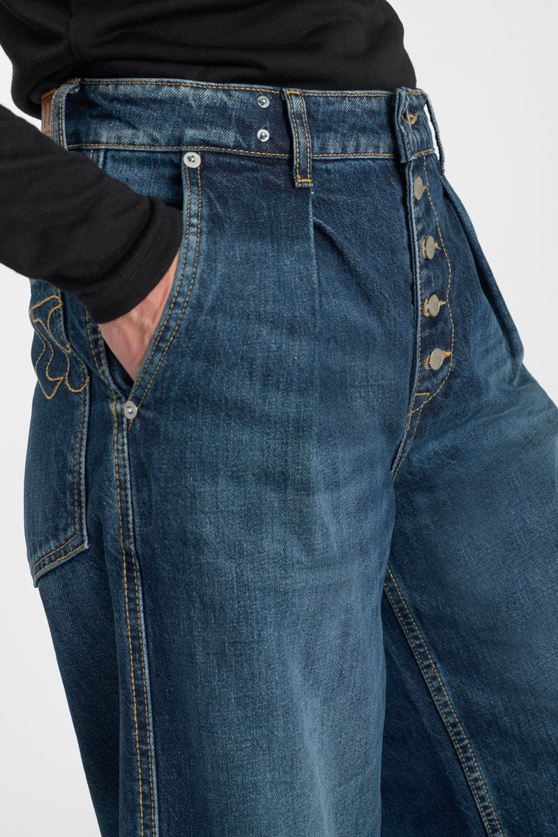 Jeans loose, large , 7/8ème LE TEMPS DES CERISES Bleu