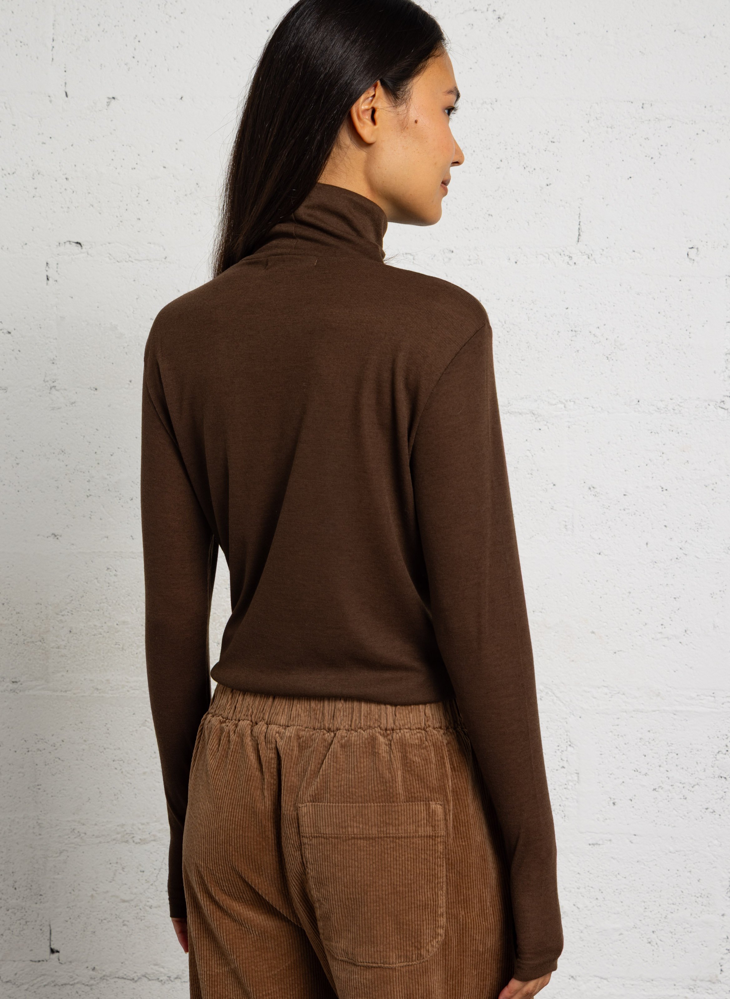 Tee shirt col roulé à manches longues HOD PARIS Marron