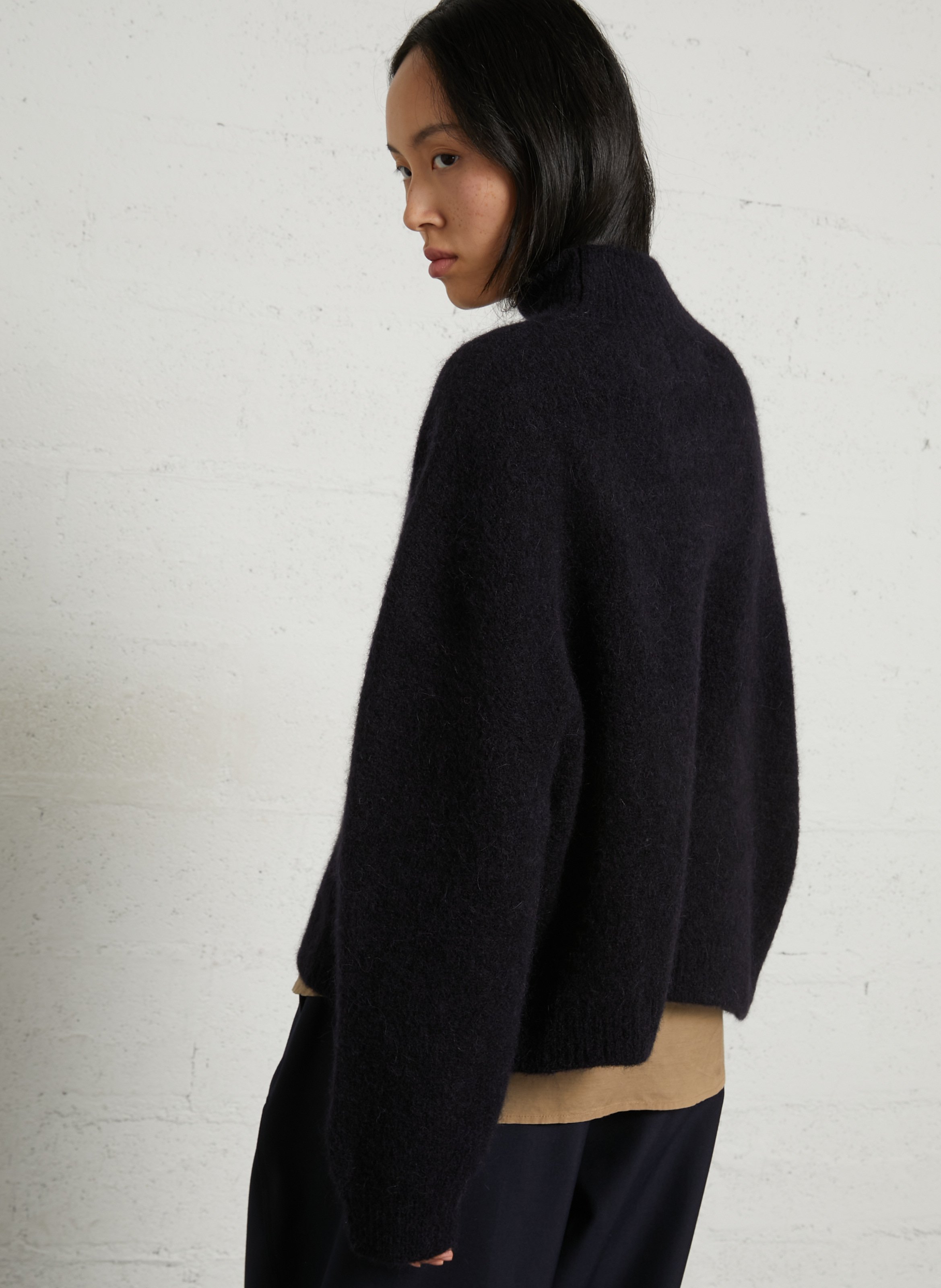 Trui met coltrui van alpaca en merinoswol BELLEPIECE Blauw