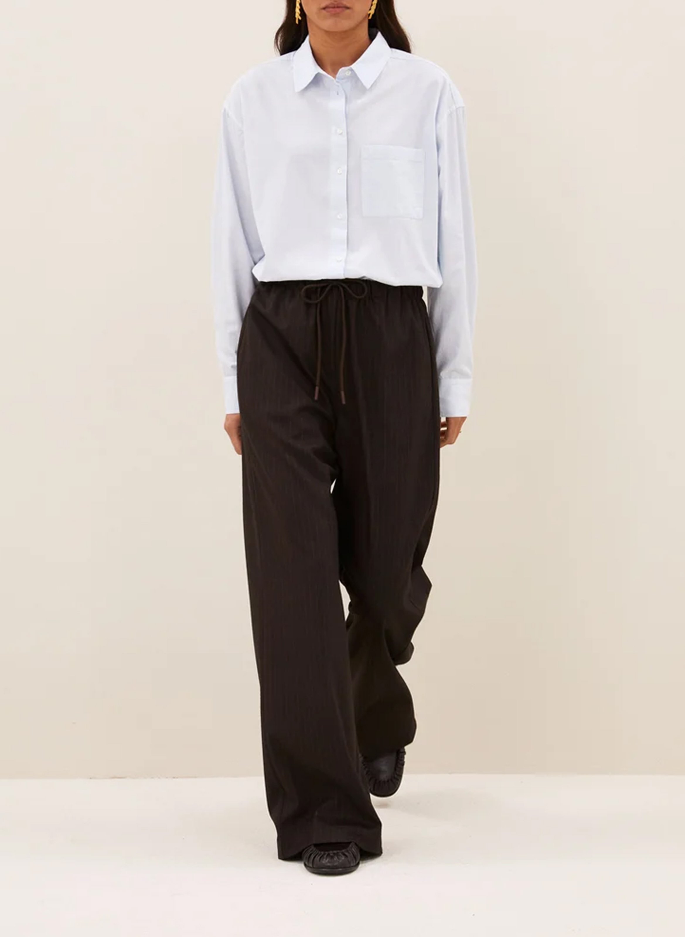 Striped wide-leg pants BY BAR Brown